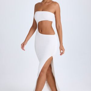 Cut-Out Bandeau Maxi Dress in White