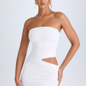 Cut-Out Bandeau Mini Dress in White