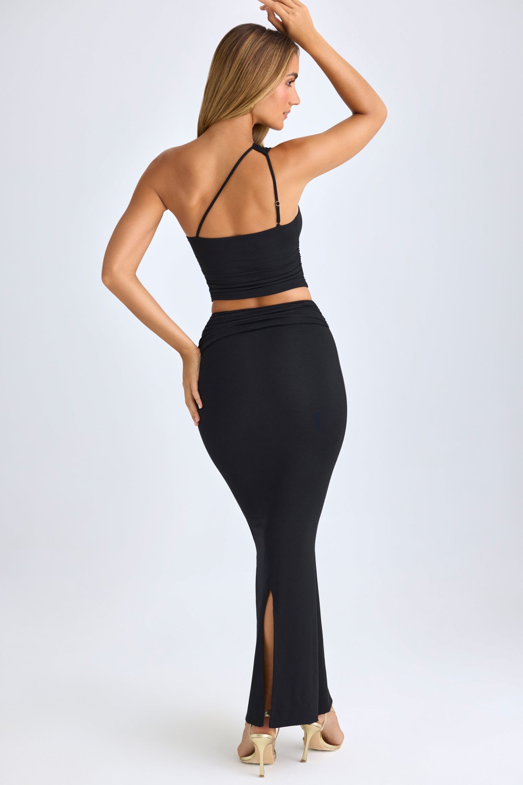 Modal Twist-Front Maxi Skirt in Black - Image 2