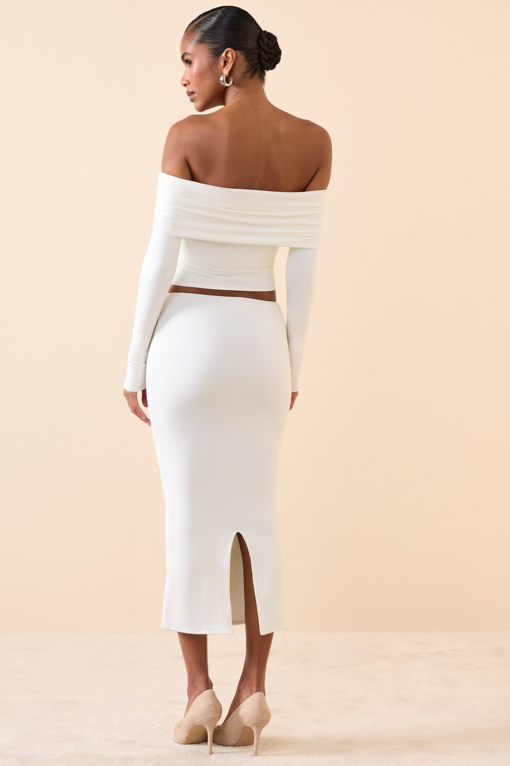 Modal Mid-Rise Midaxi Skirt in White - Image 2