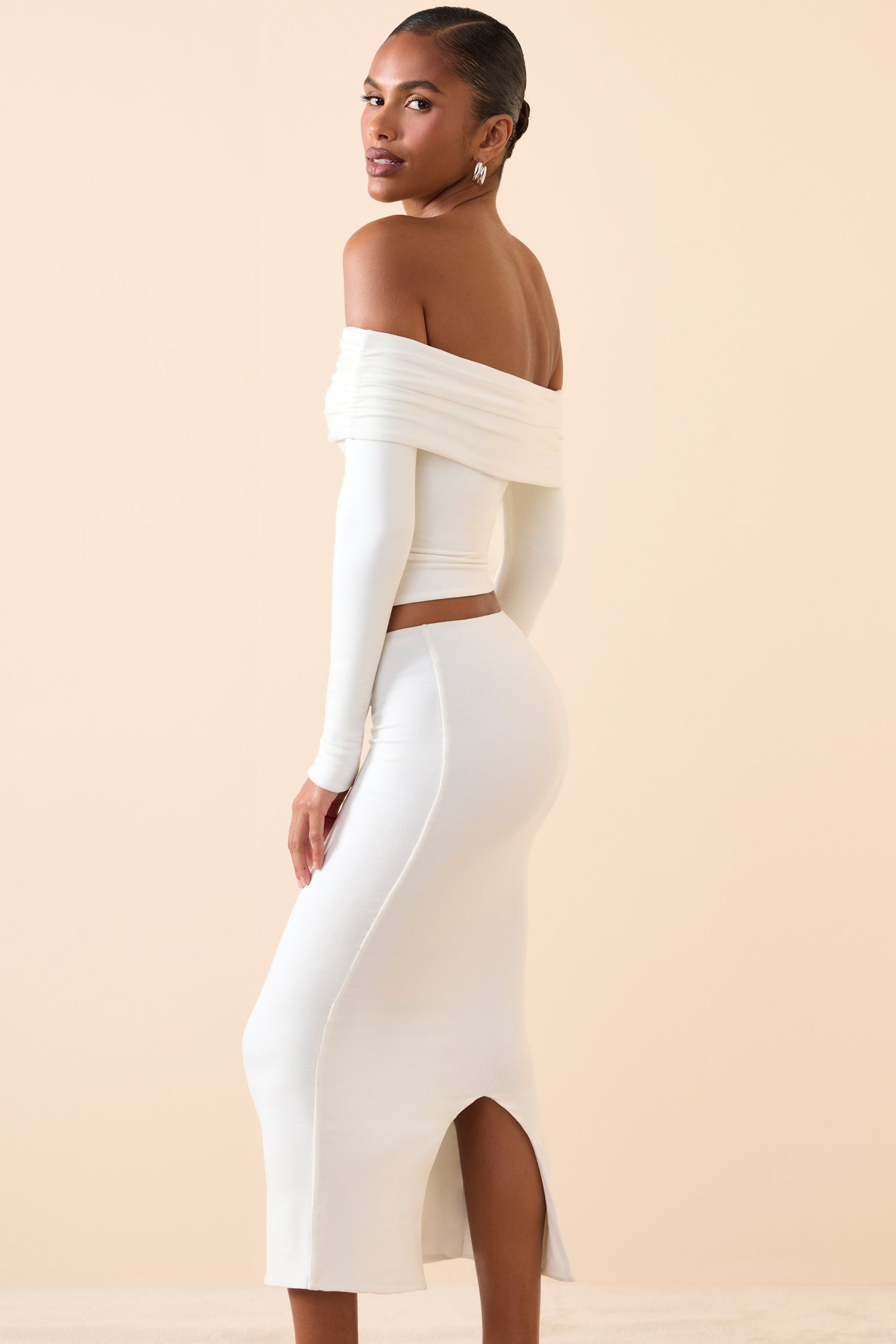 Modal Mid-Rise Midaxi Skirt in White - Image 3