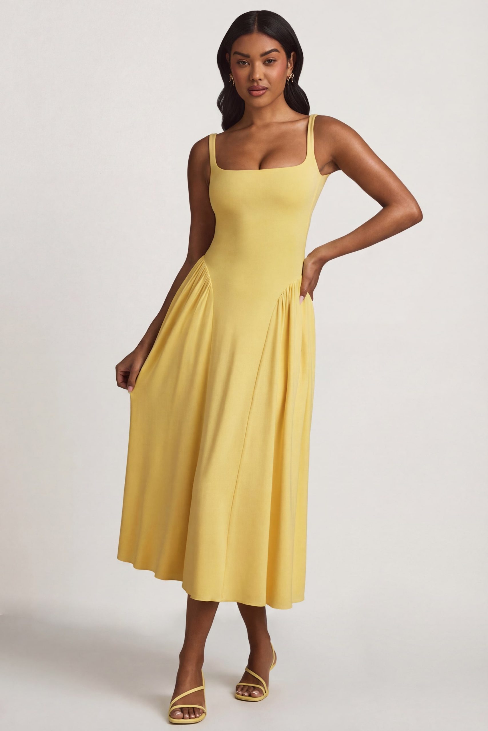Modal A-Line Midaxi Dress in Pastel Yellow - Image 6