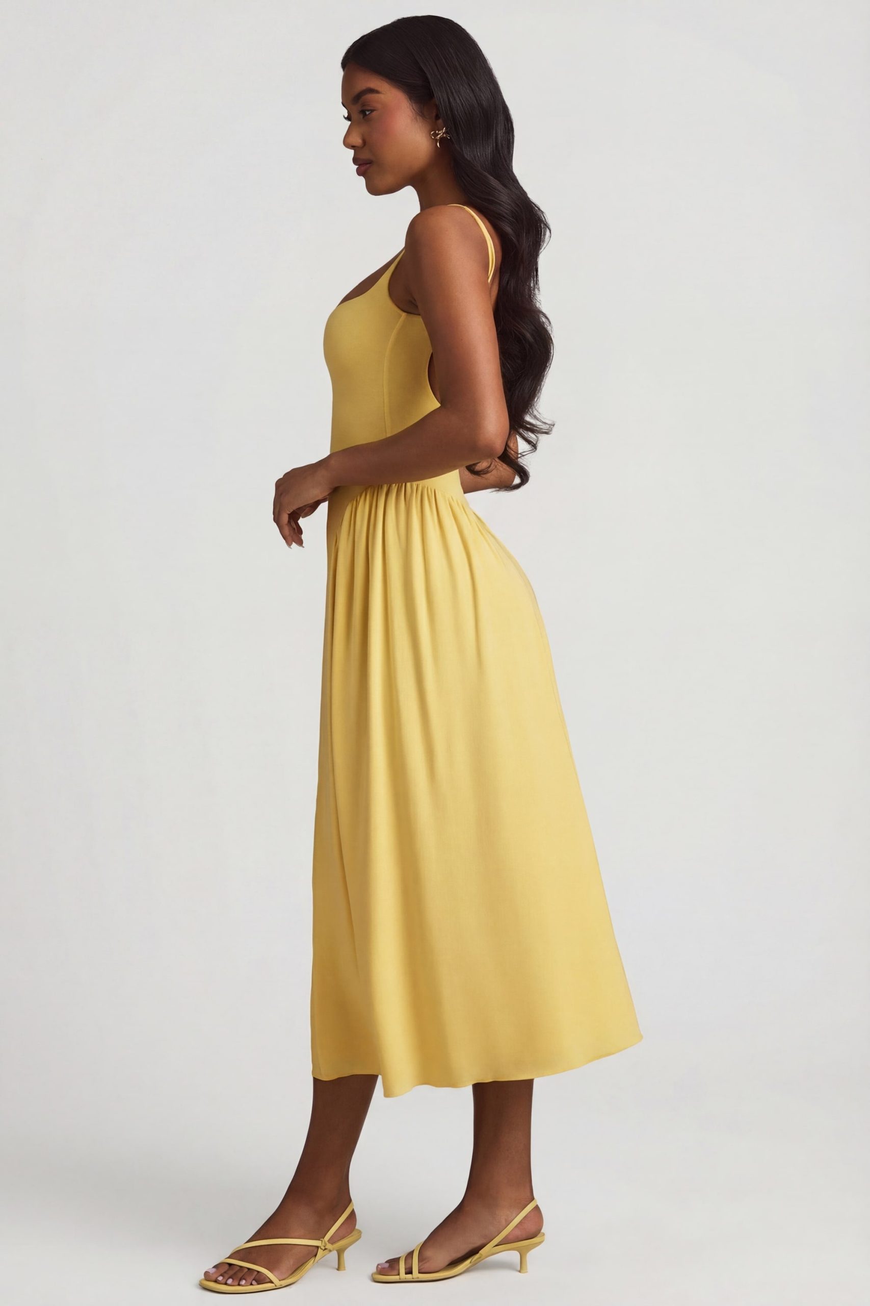 Modal A-Line Midaxi Dress in Pastel Yellow - Image 3