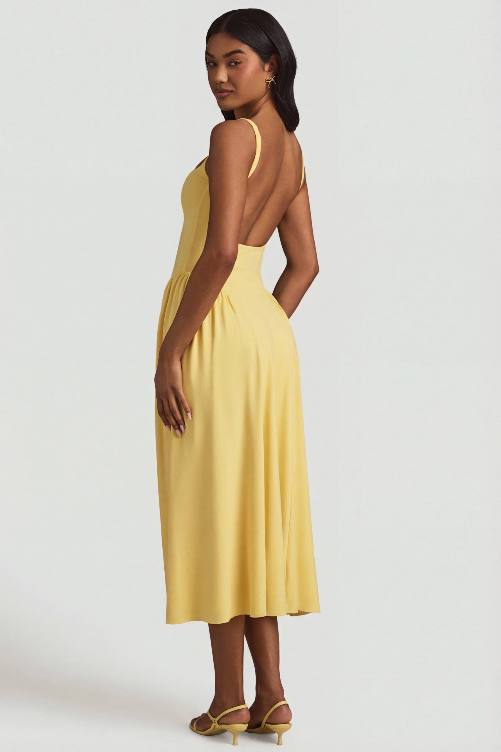 Modal A-Line Midaxi Dress in Pastel Yellow - Image 2