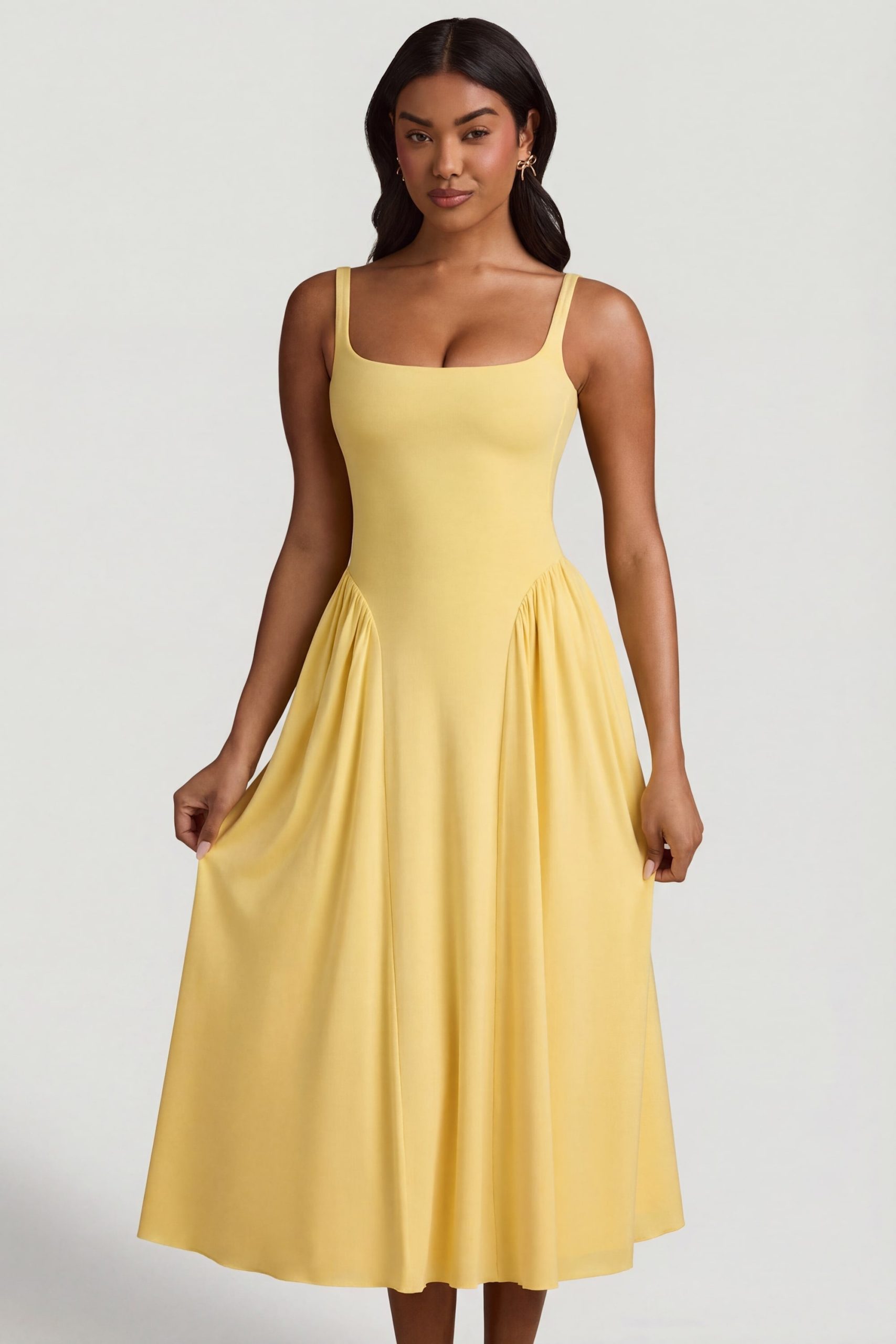 Modal A-Line Midaxi Dress in Pastel Yellow