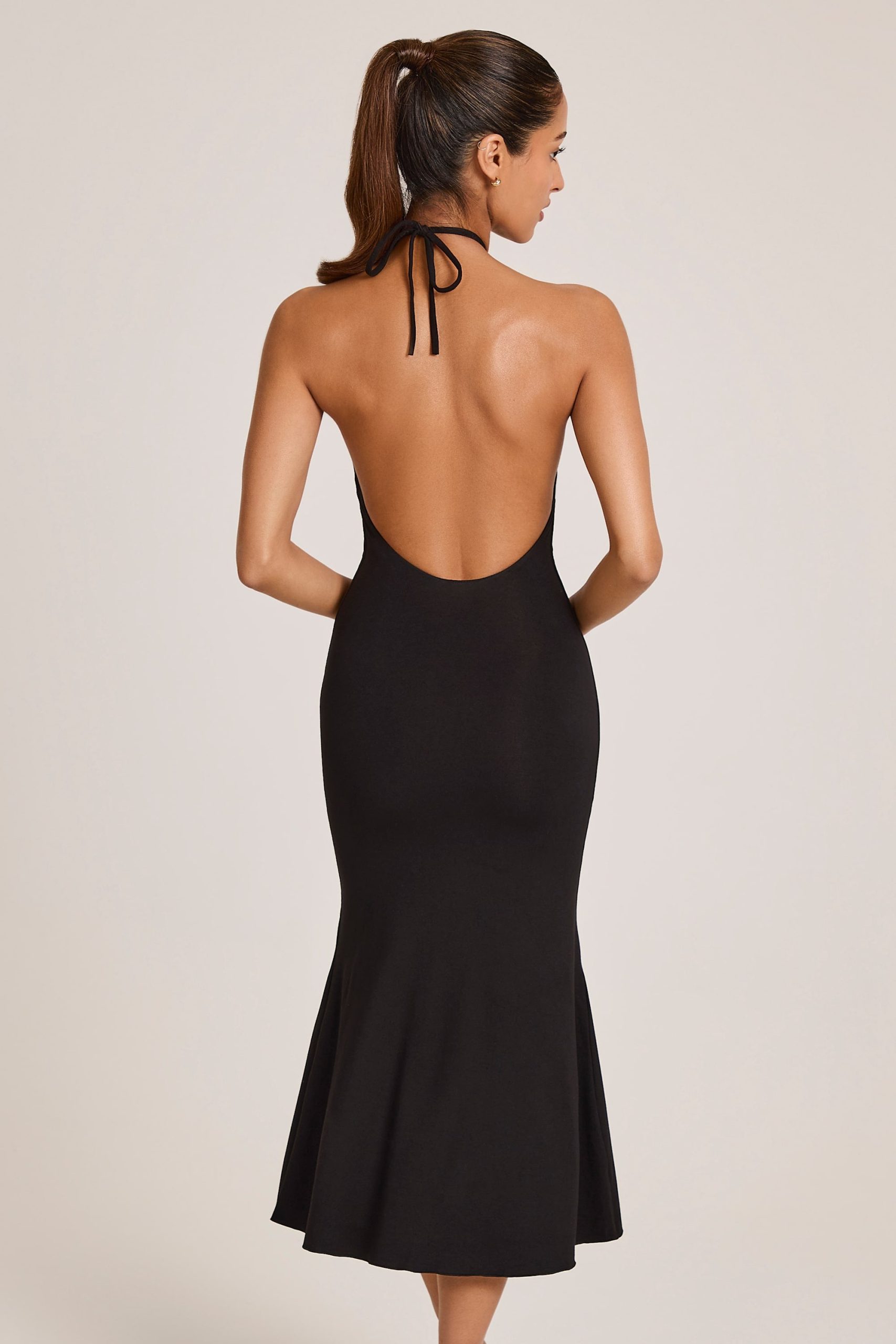 Modal Halterneck Midaxi Dress in Black - Image 2