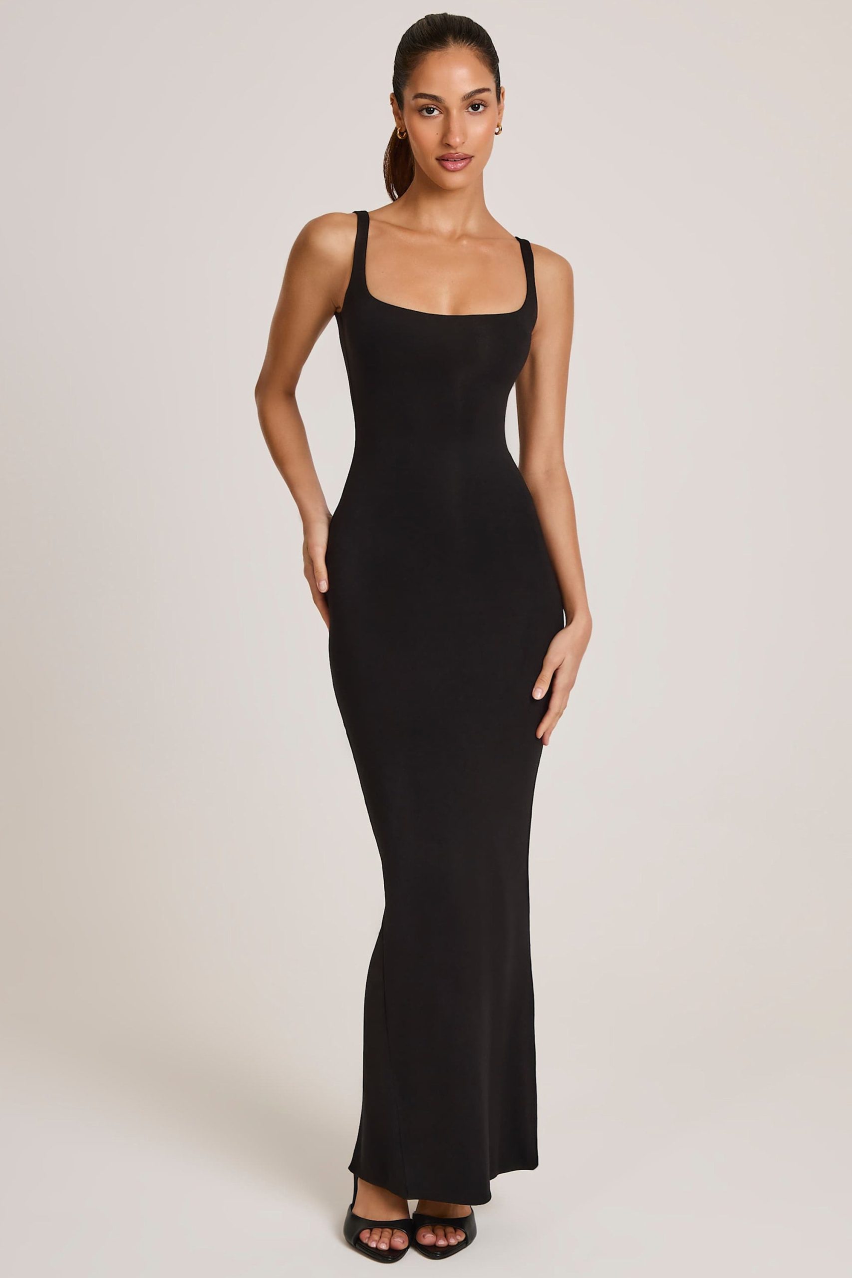 Modal Square Neck Maxi Dress in Black - Image 4