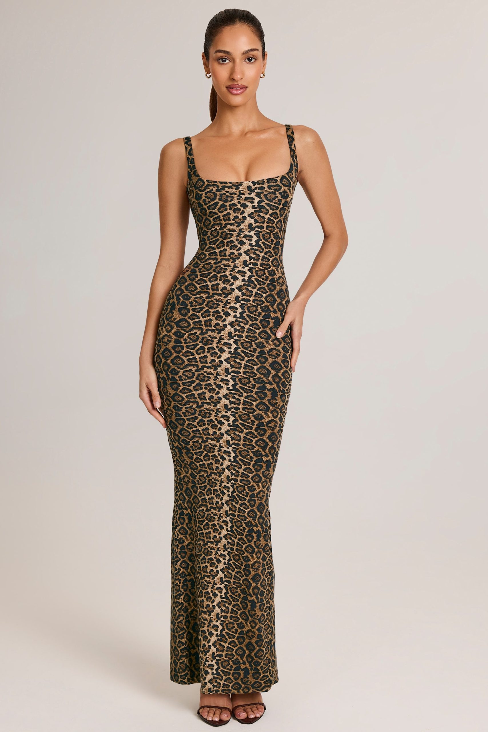 Modal Square Neck Maxi Dress in Leopard Print - Image 4