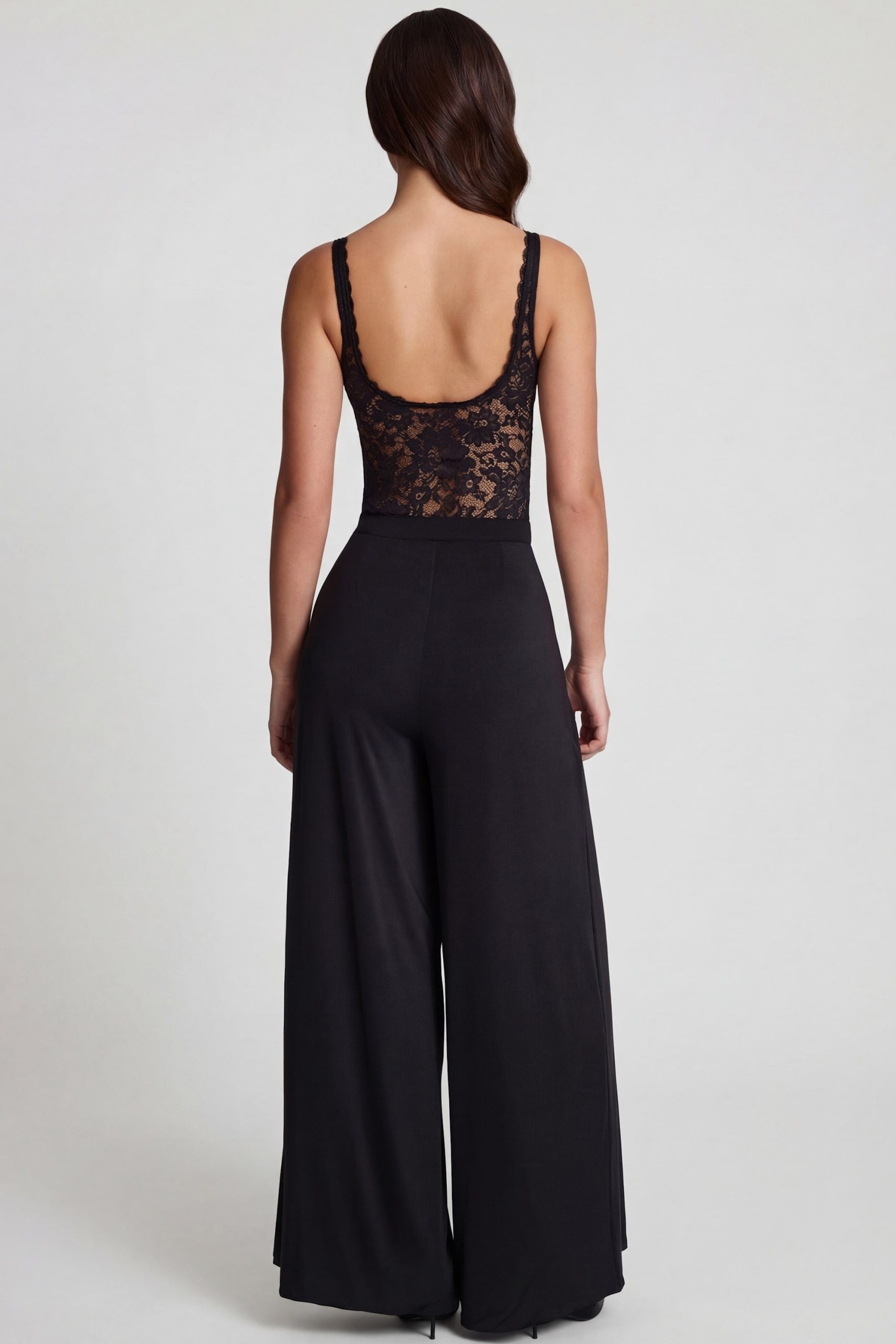 Soft Jersey Mid-Rise Wide-Leg Trousers in Black - Image 2
