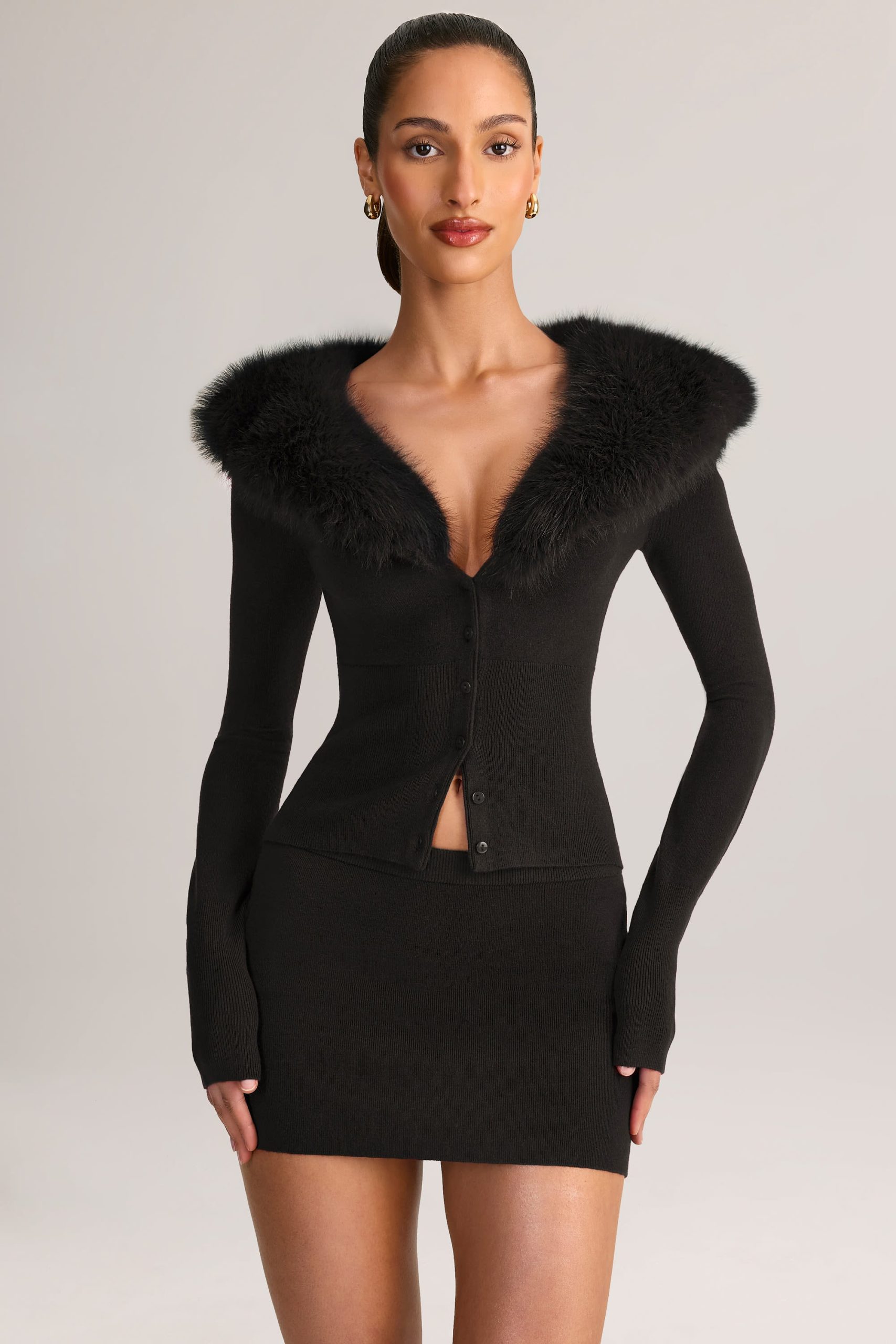 Knit Mid-Rise Mini Skirt in Black - Image 6