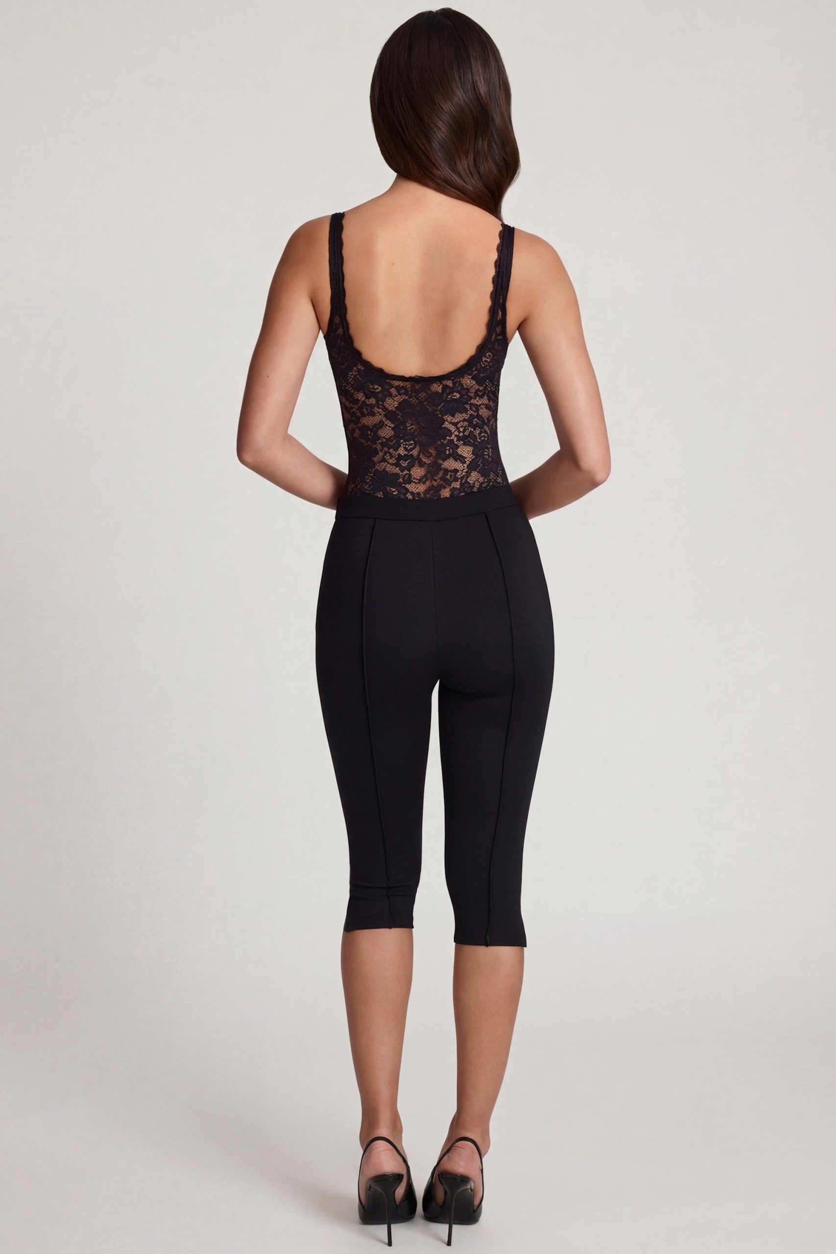 Ponte Jersey Cropped Capri Trousers in Black - Image 2