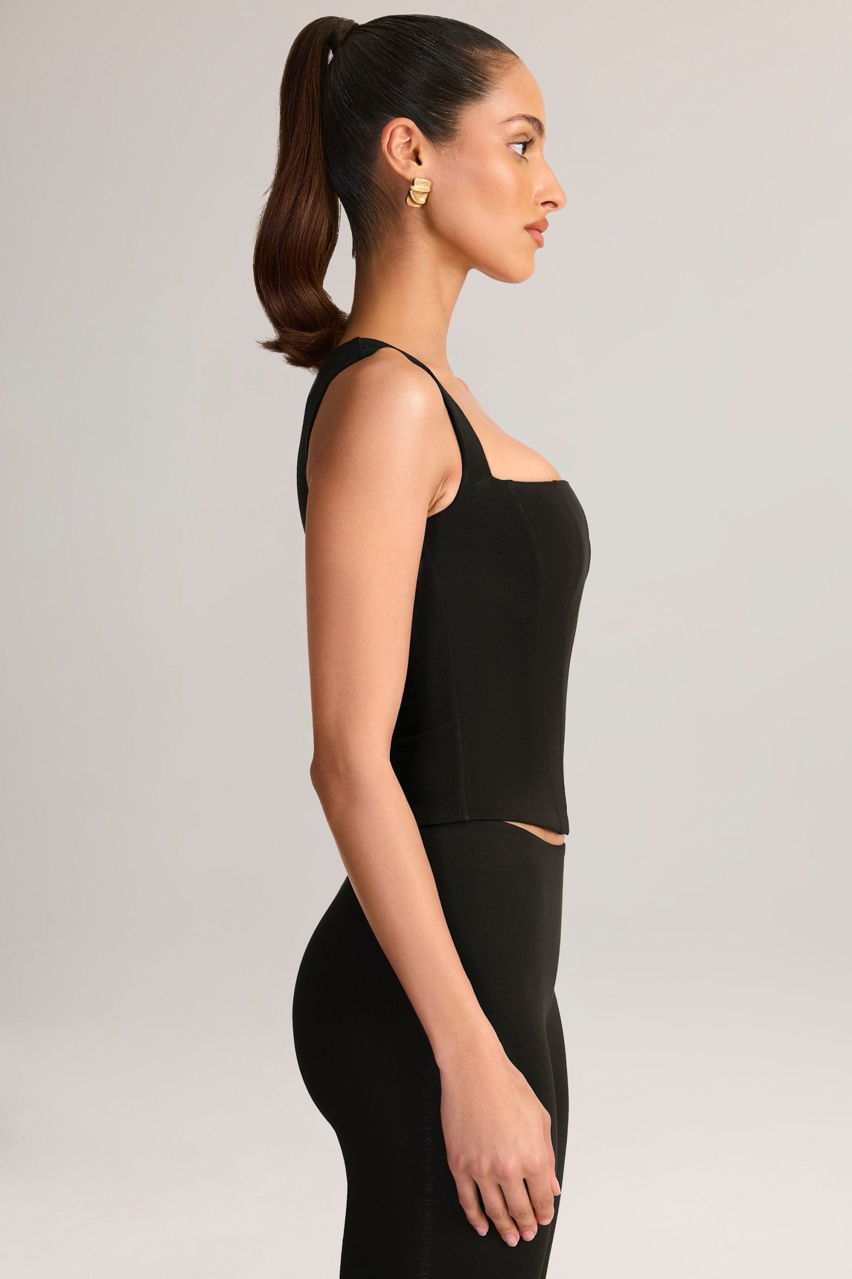 Modal Square-Neck Top in Black - Image 3