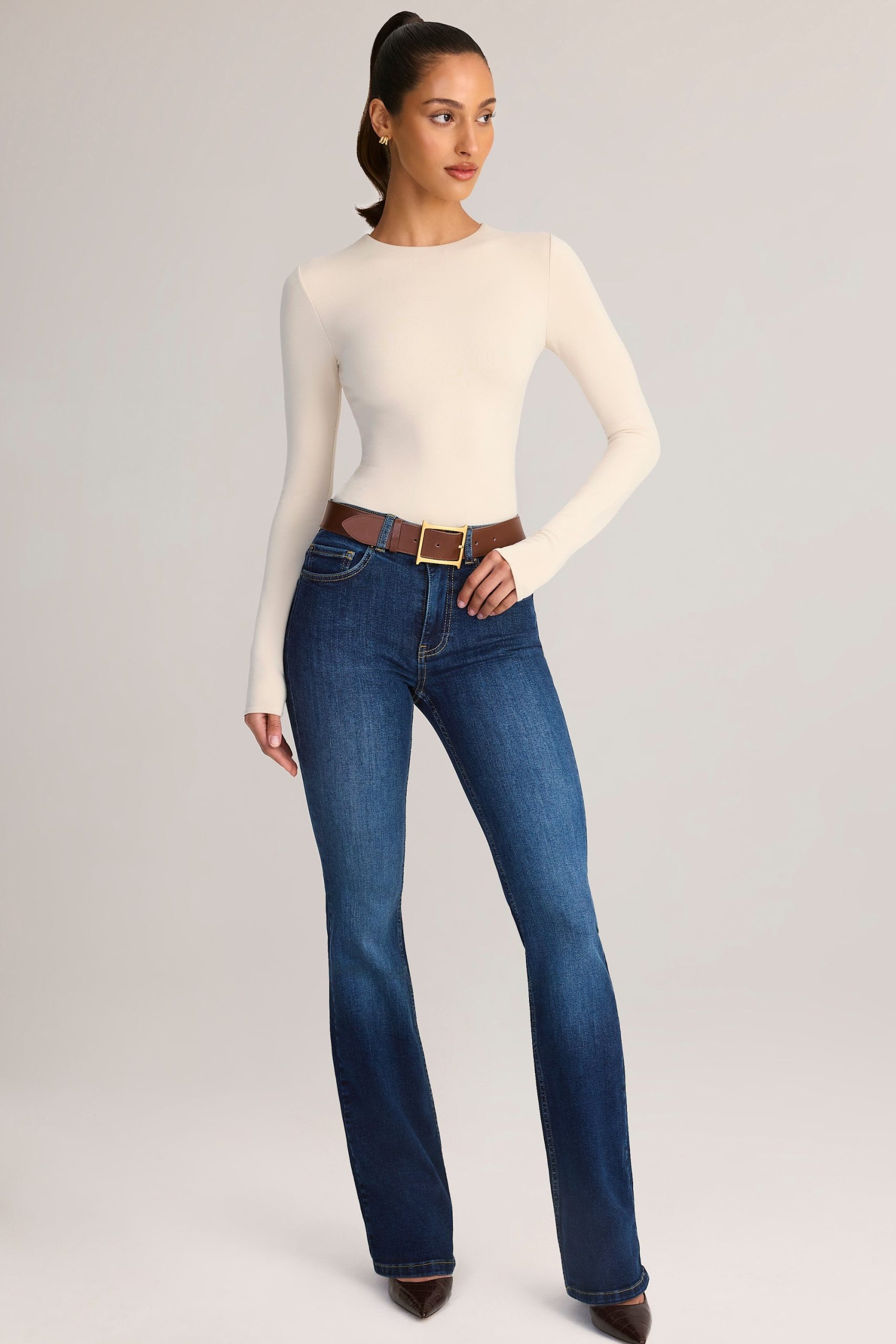 Modal Round-Neck Long-Sleeve Bodysuit in Cream - Image 6