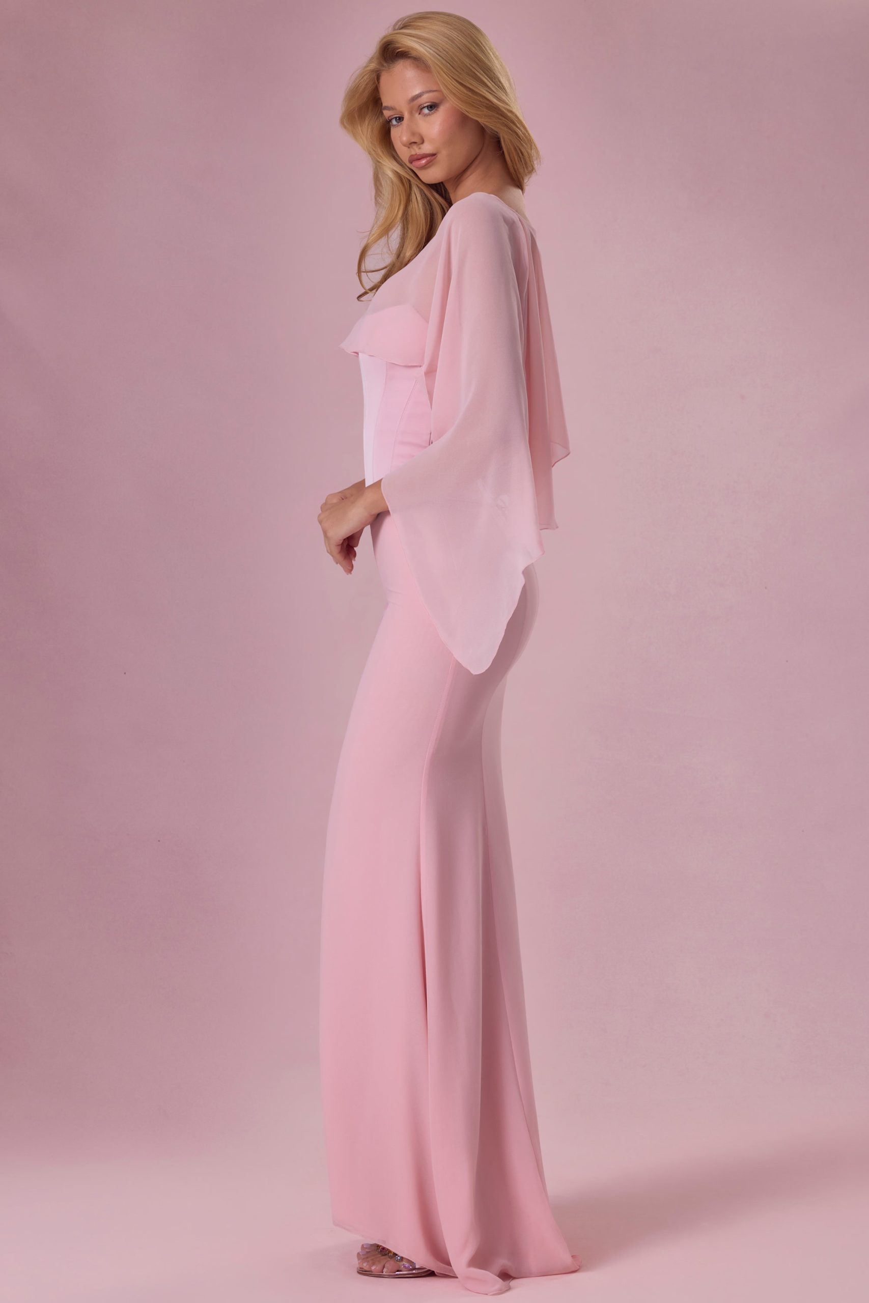 Chiffon Cape in Blush Pink - Image 3