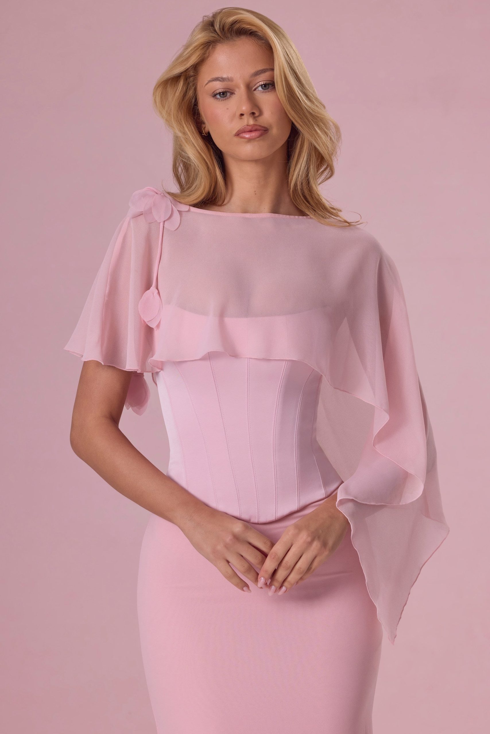 Chiffon Cape in Blush Pink - Image 4