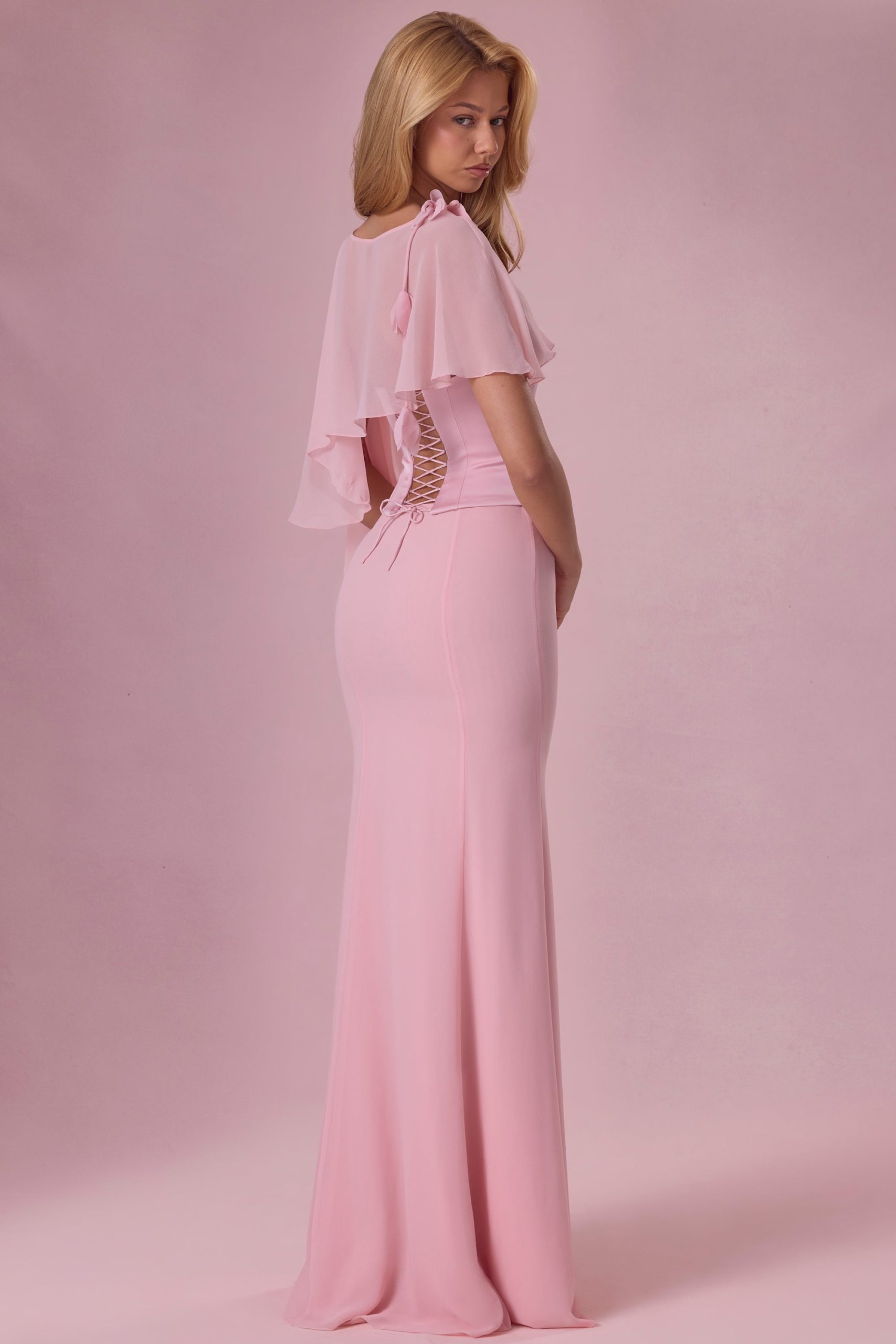 Chiffon Cape in Blush Pink - Image 6