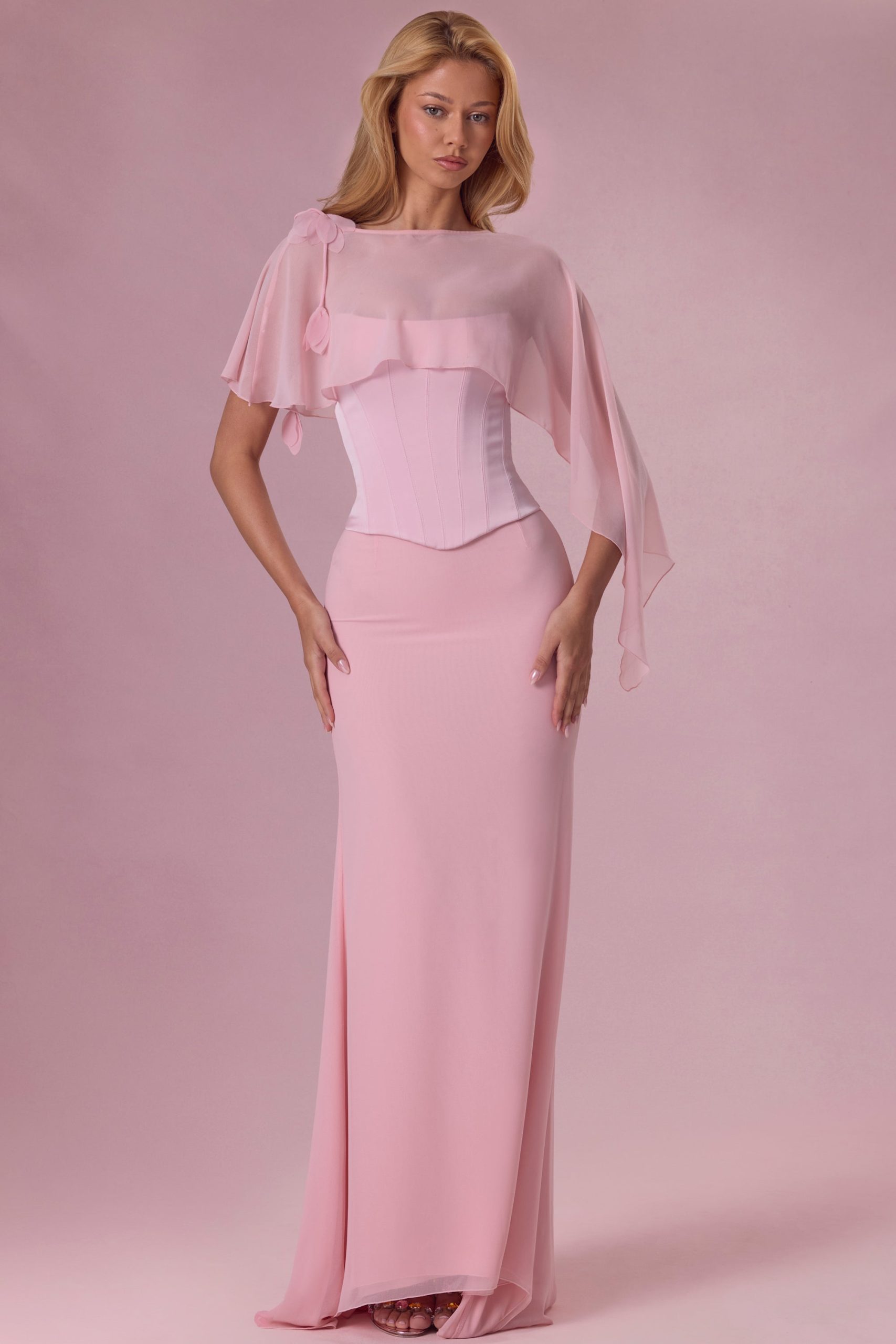 Chiffon Cape in Blush Pink - Image 7