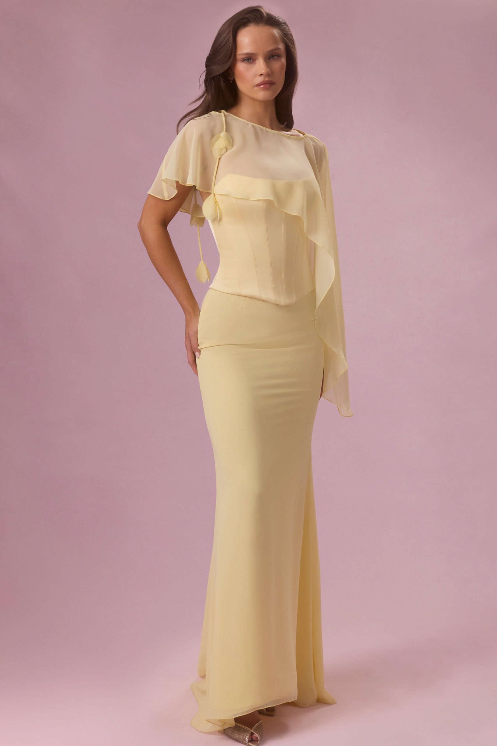 Chiffon Cape in Butter Yellow - Image 5