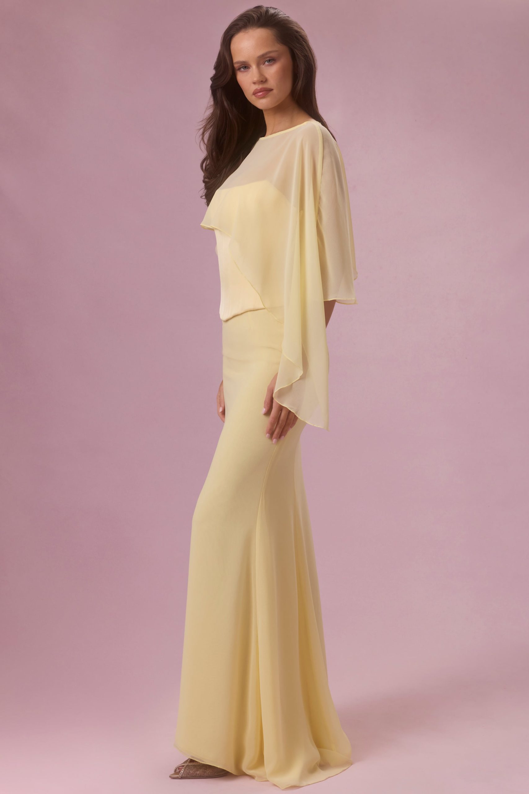 Chiffon Cape in Butter Yellow - Image 3
