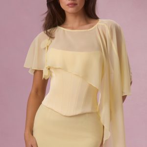 Chiffon Cape in Butter Yellow