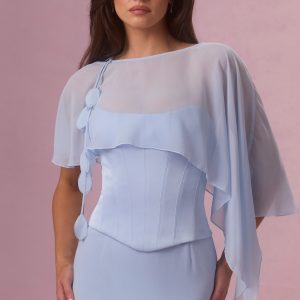 Chiffon Cape in Powder Blue