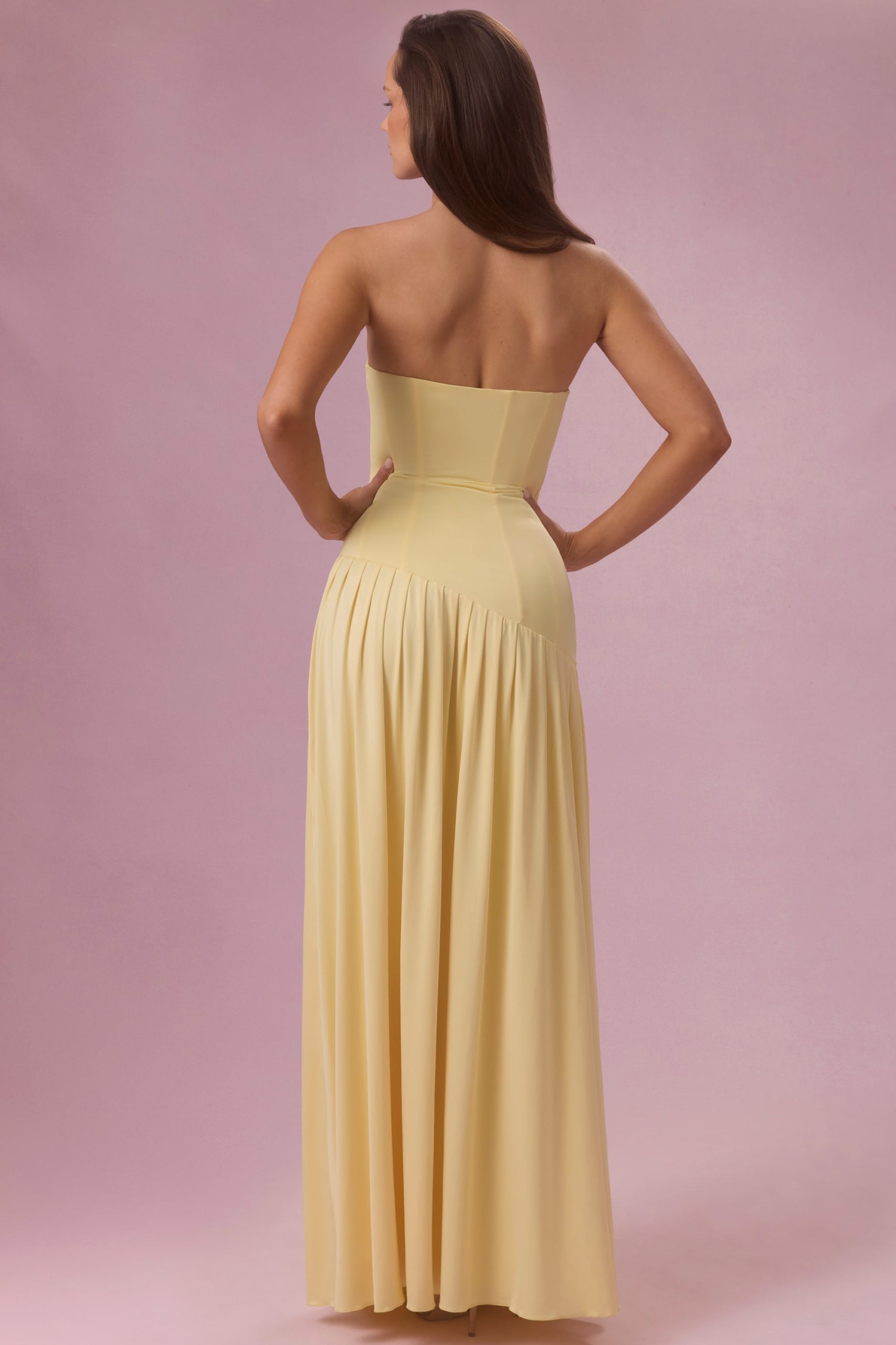 Jersey Strapless Gown in Butter Yellow - Image 6