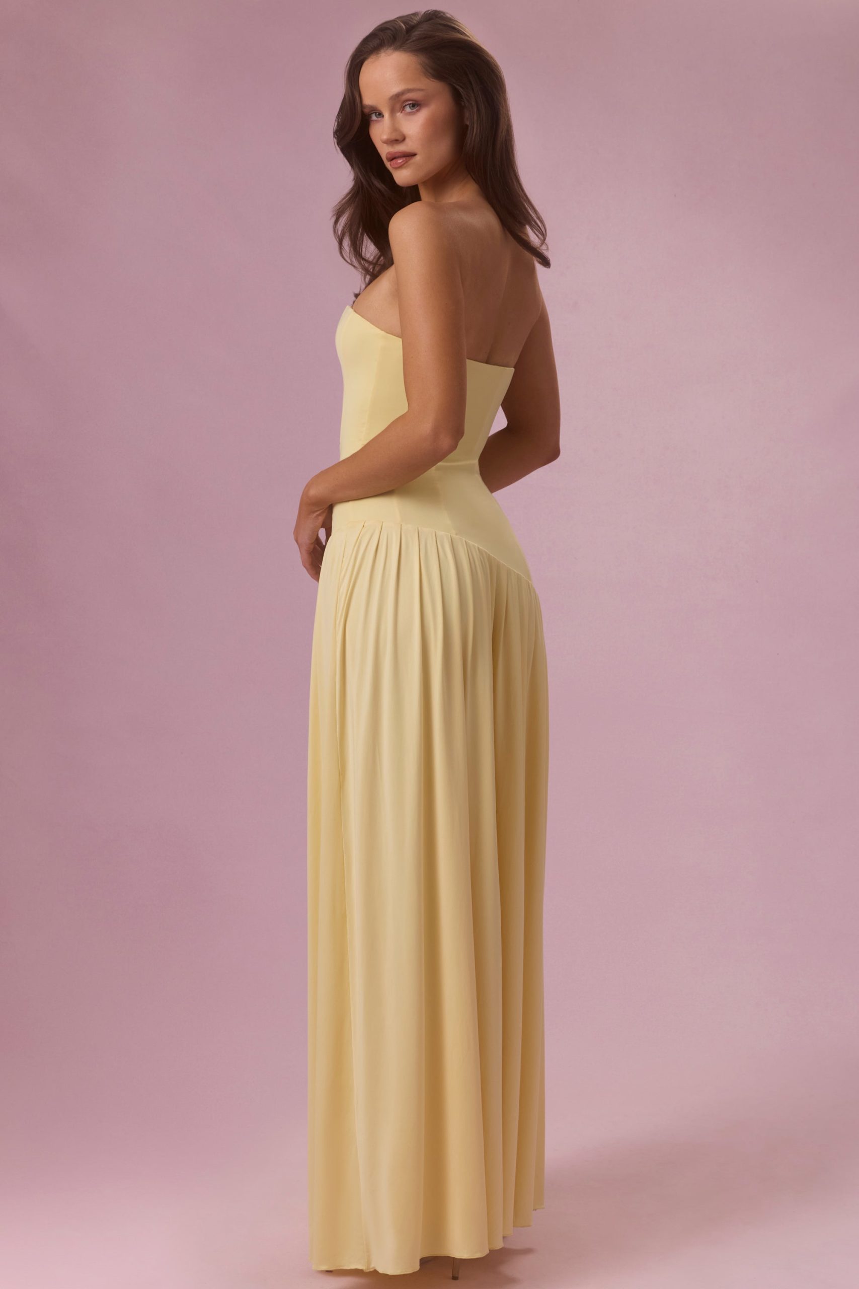 Jersey Strapless Gown in Butter Yellow - Image 2