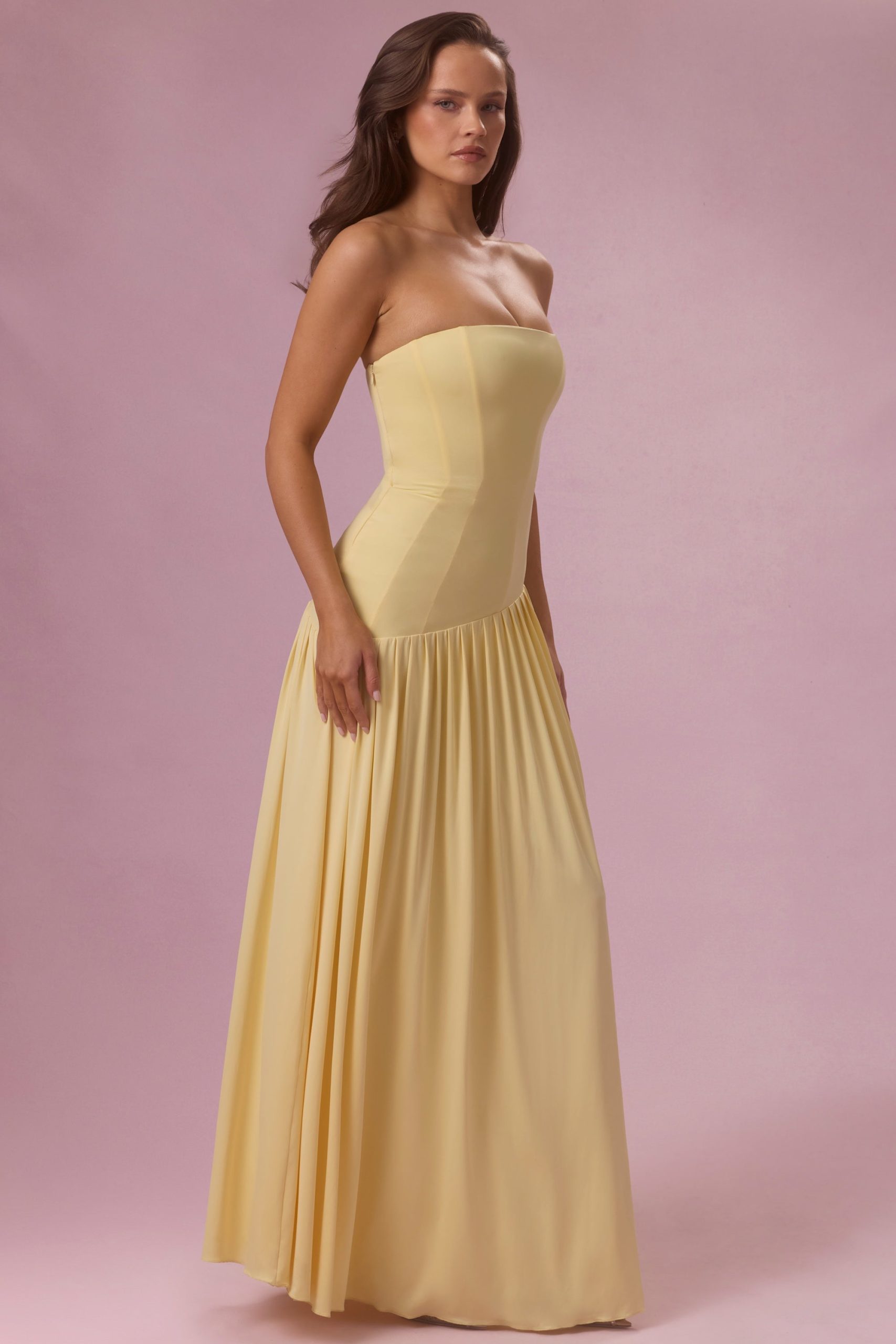 Jersey Strapless Gown in Butter Yellow - Image 7