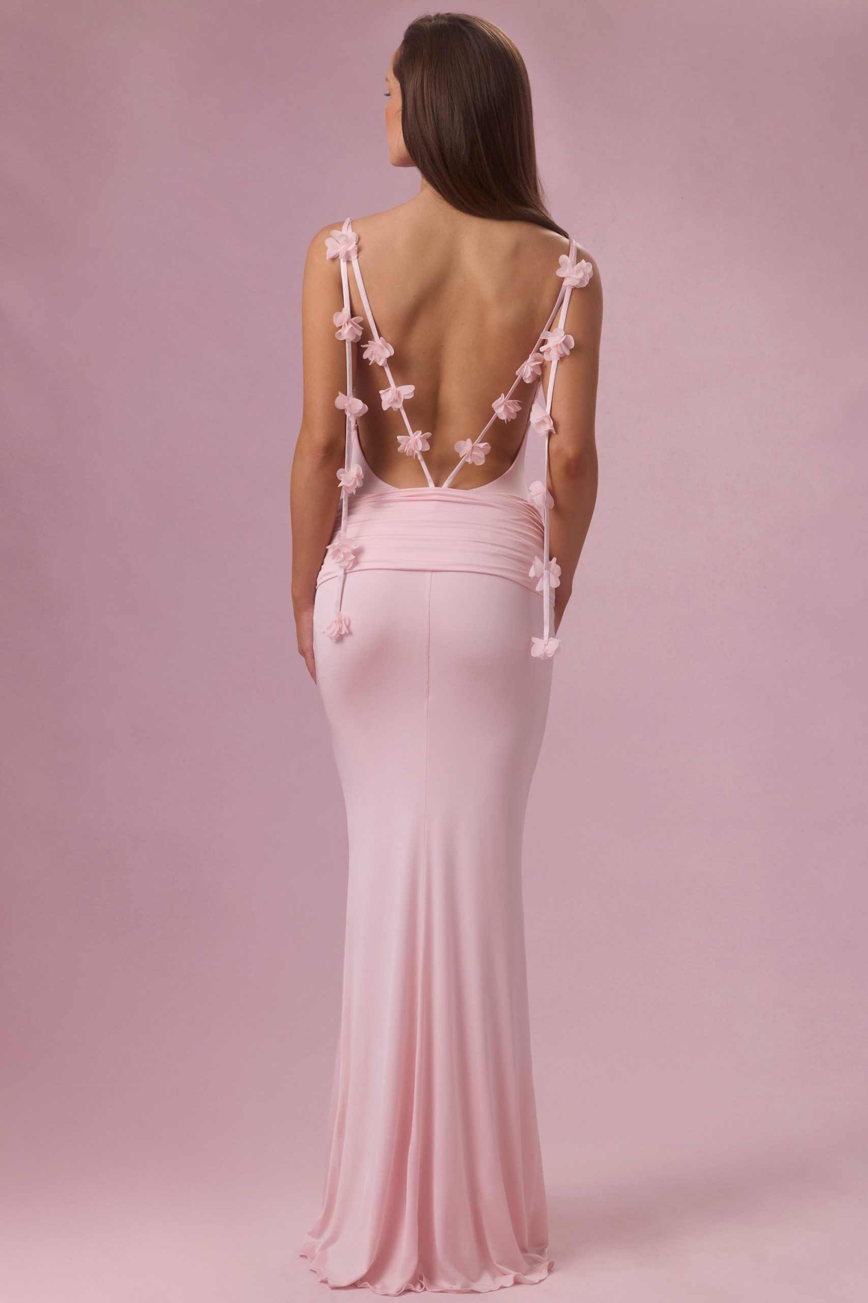 Jersey Draped Gown in Baby Pink - Image 6