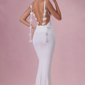 Jersey Draped Gown in White