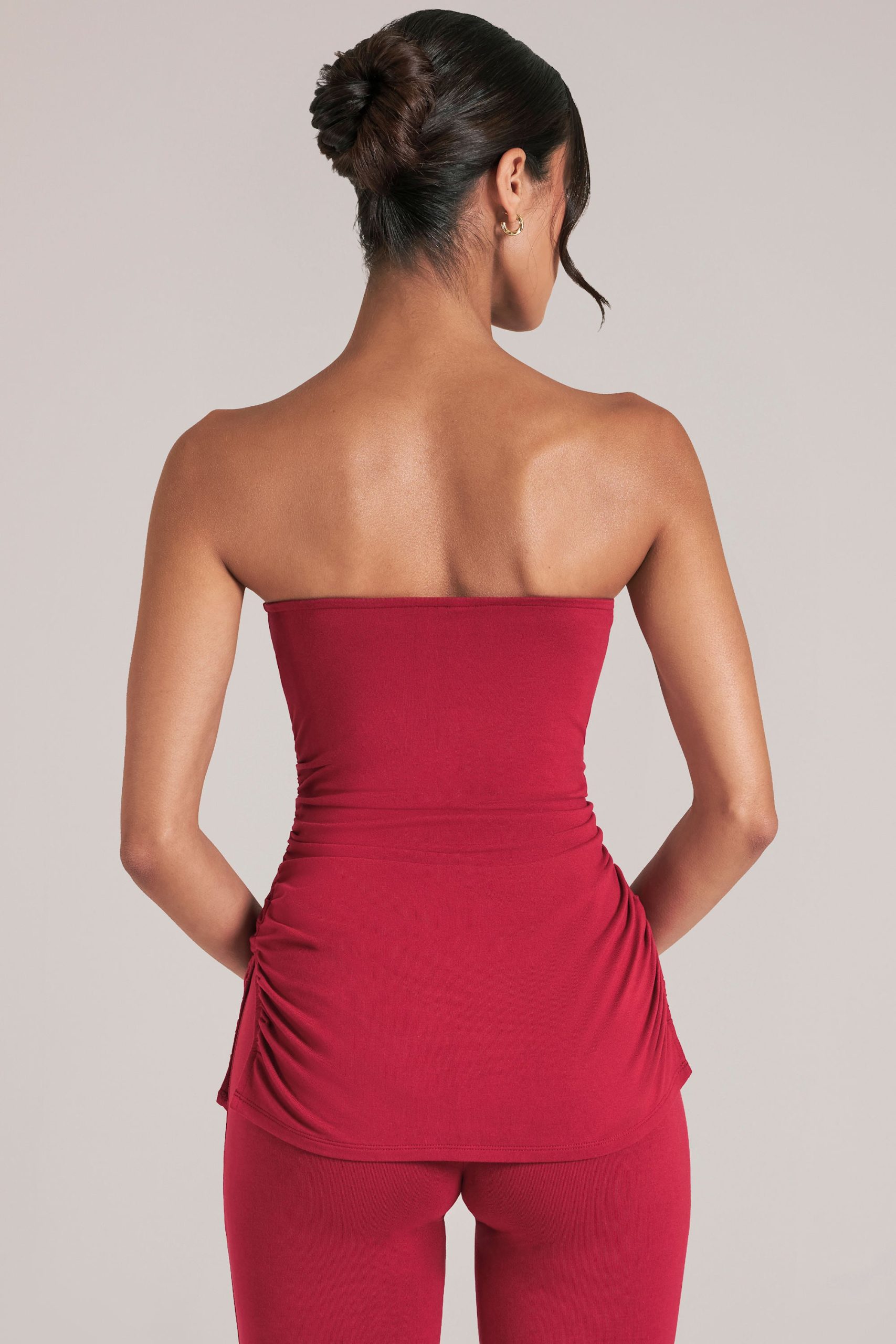 Bandeau Longline Top in Cherry Red - Image 2