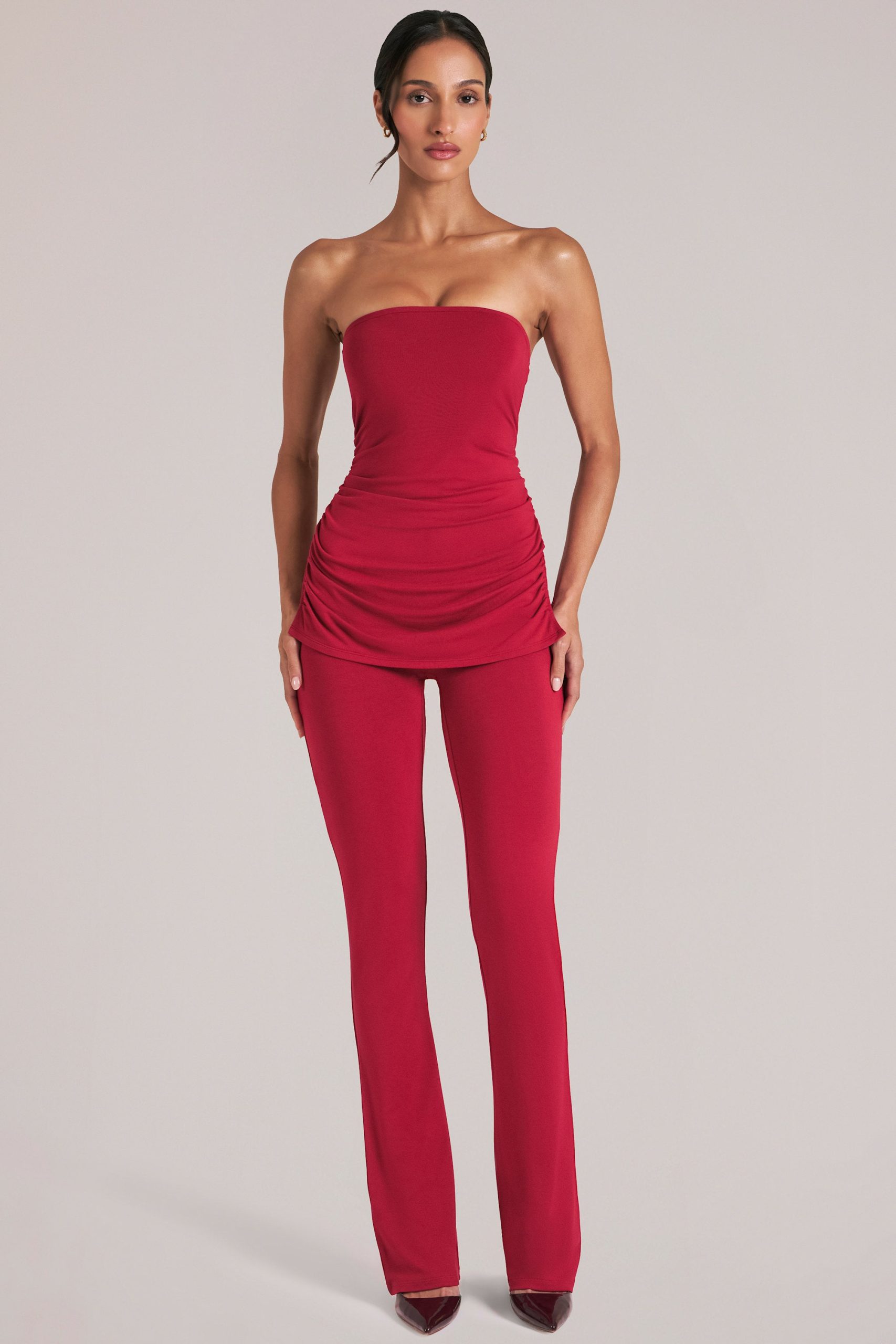 Mid-Rise Fitted Trousers in Cherry Red - Image 8