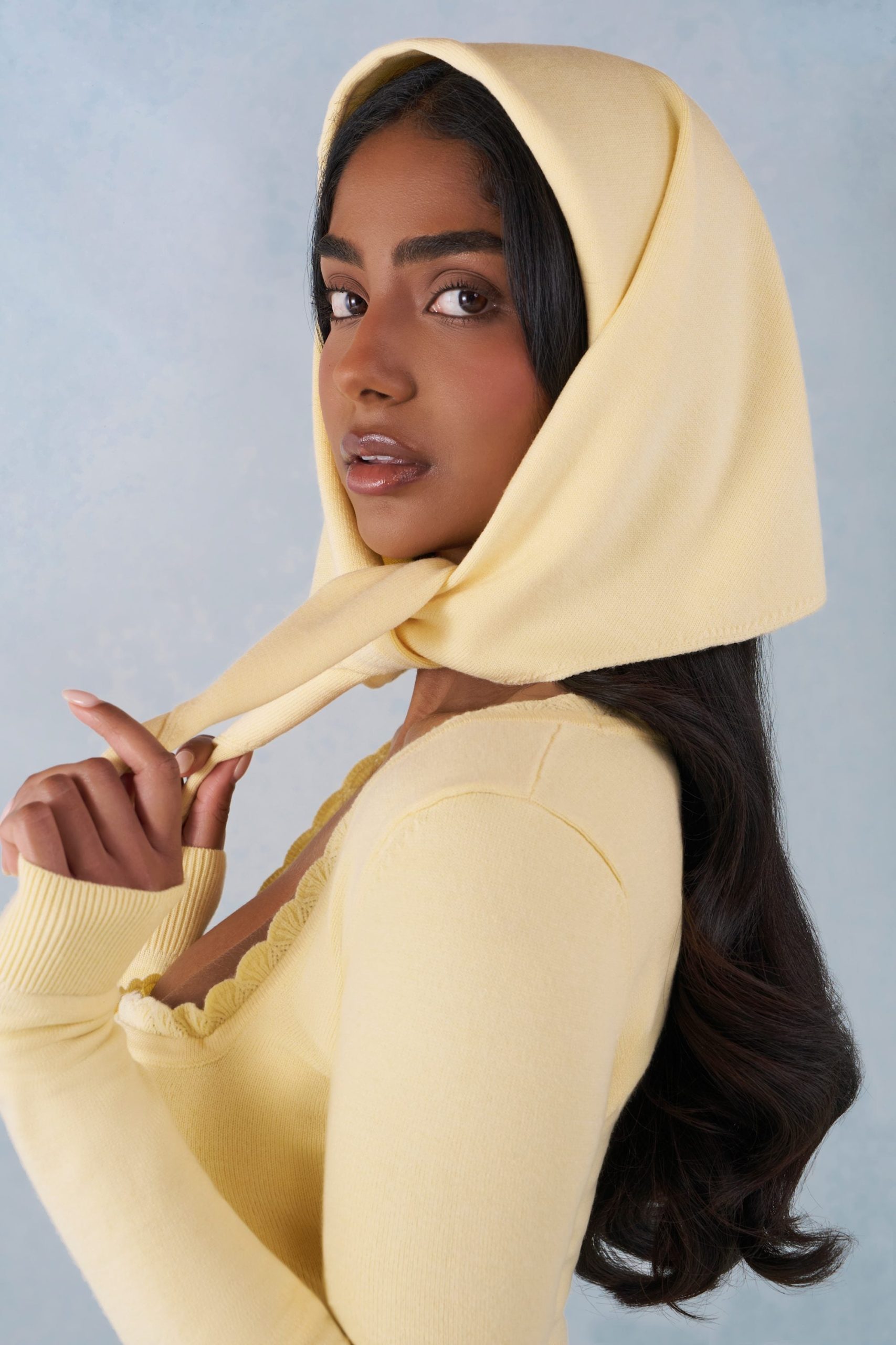 Knit Headscarf in Butter Yellow - Image 2