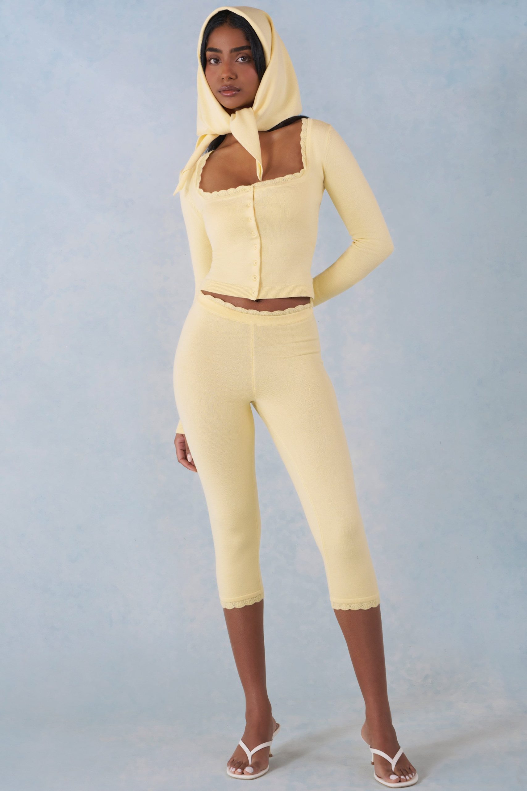 Knit Headscarf in Butter Yellow - Image 3