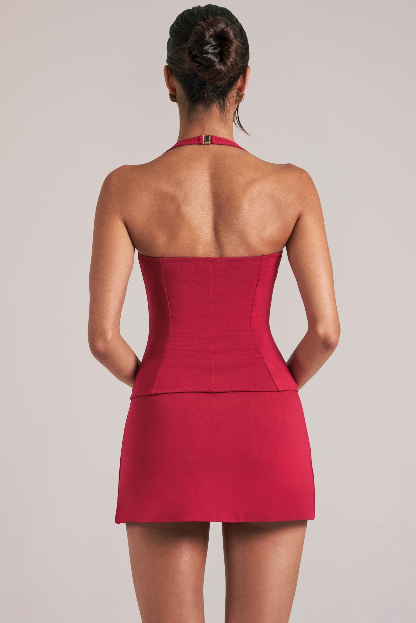 Longline Halterneck Top in Cherry Red - Image 2