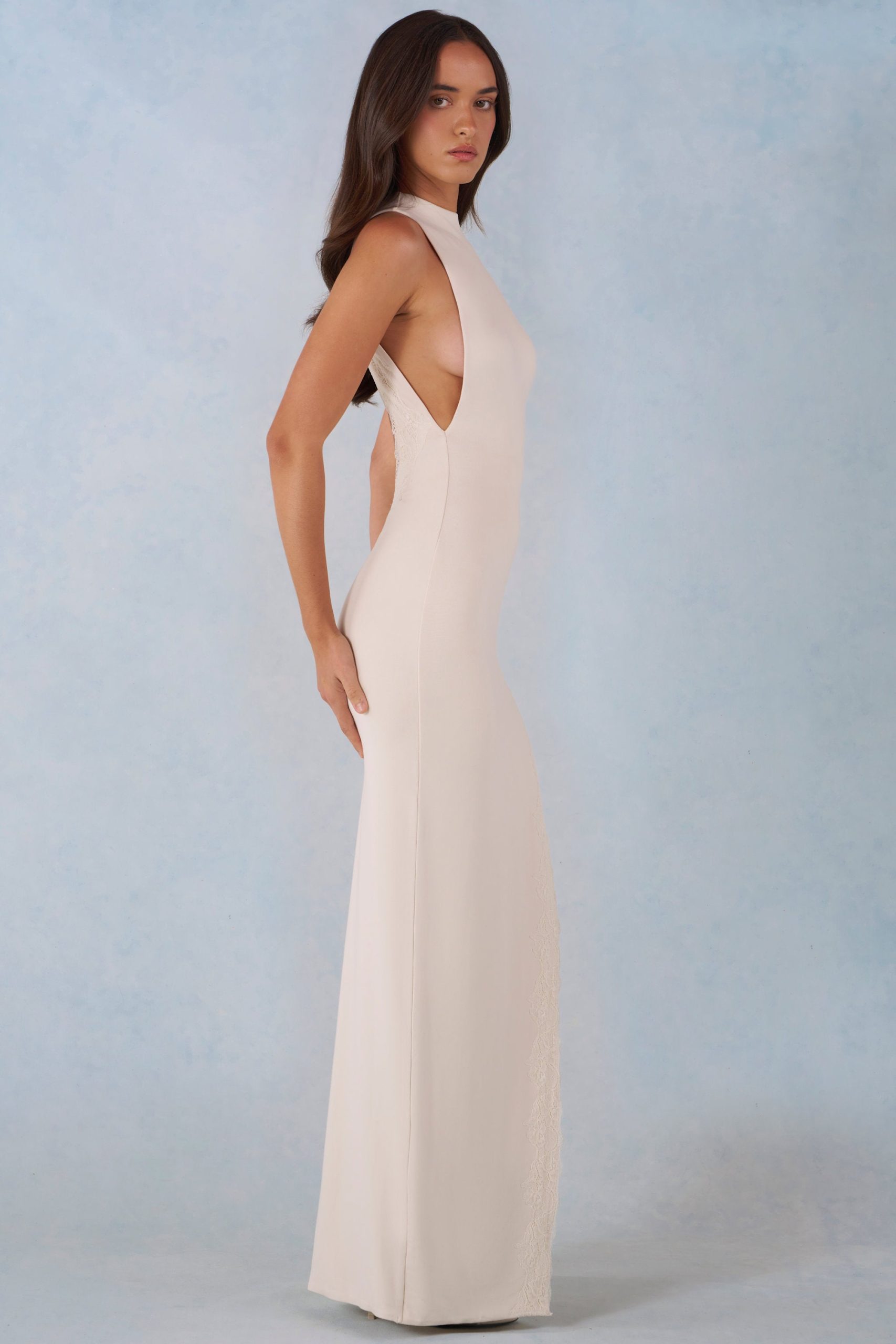 Modal Halterneck Maxi Dress in Ivory - Image 7