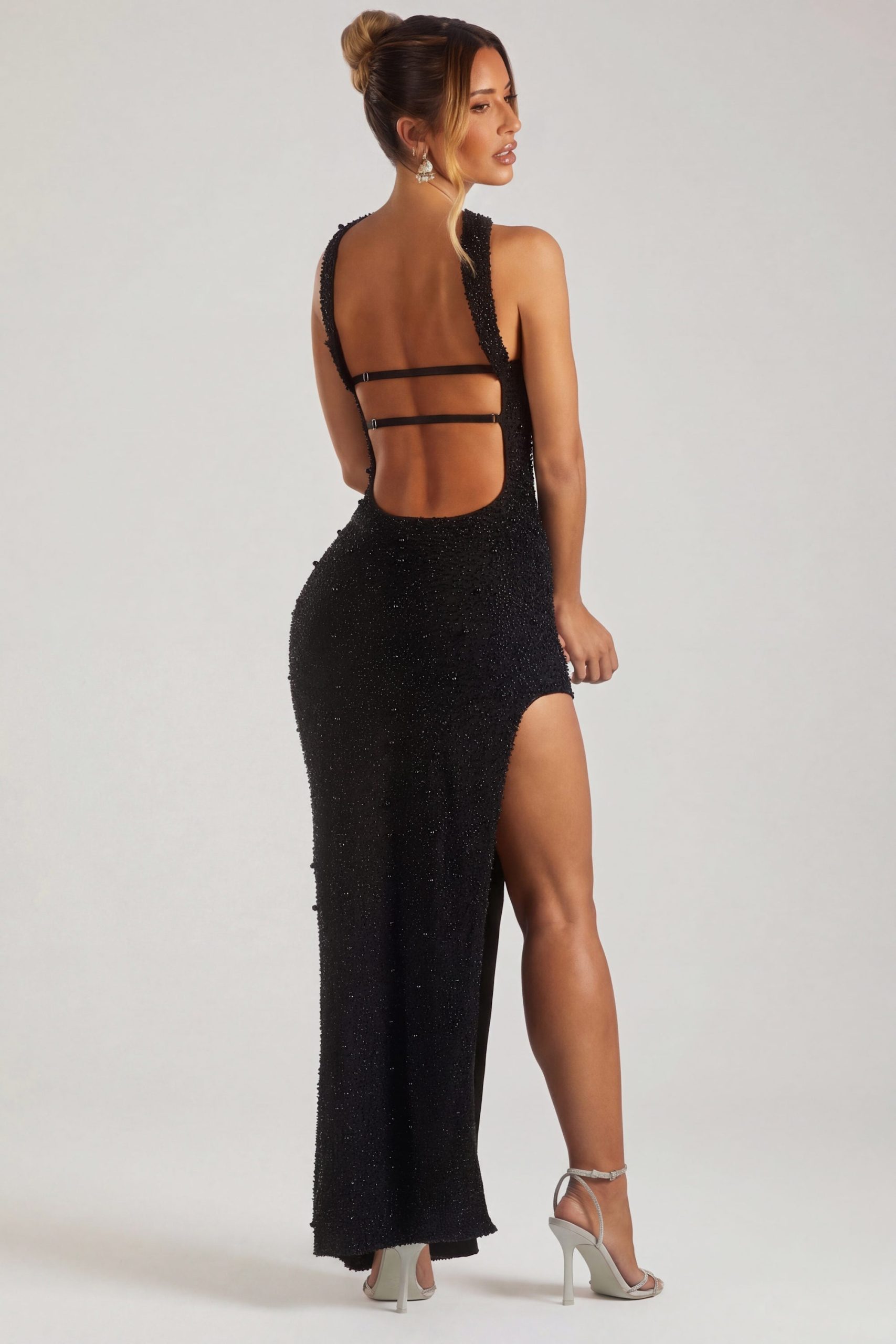 Embellished Bandeau Maxi Dress in Black - Image 2