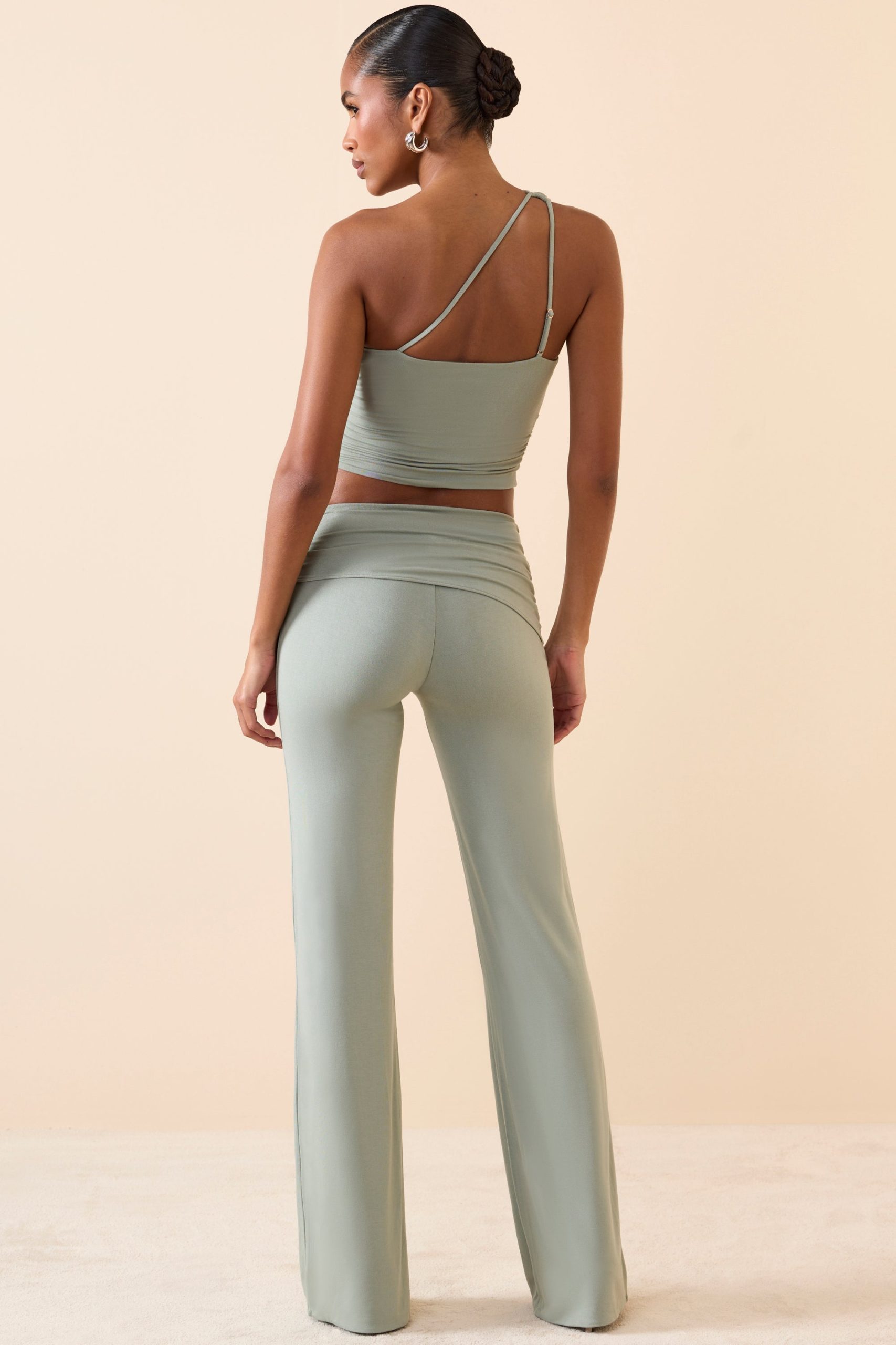 Mid-Rise Straight-Leg Trousers in Smoke Green - Image 2