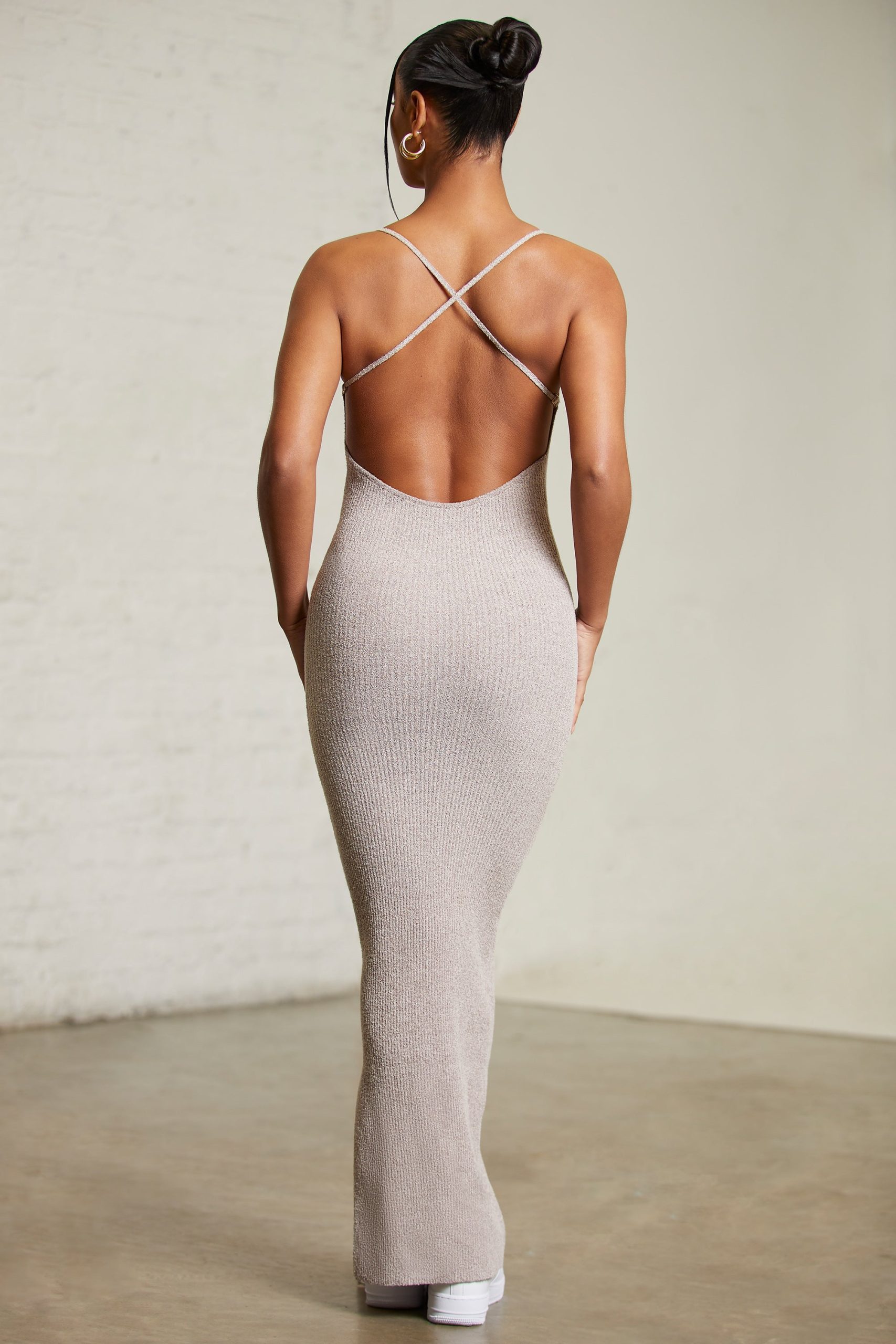Low Back Maxi Dress in Chocolate - Image 2