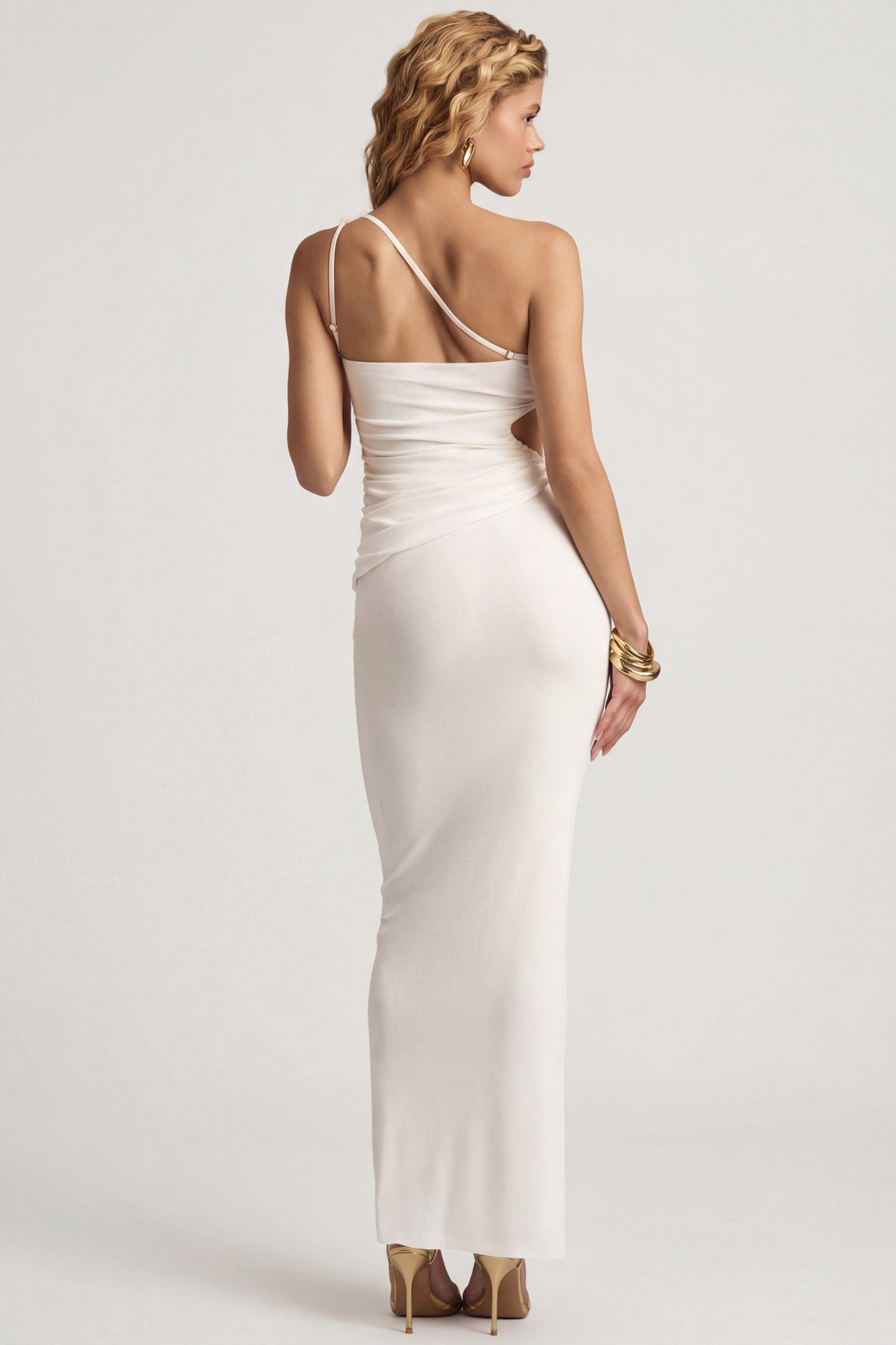 Textured Jersey Low-Rise Maxi Skirt in White - Image 2