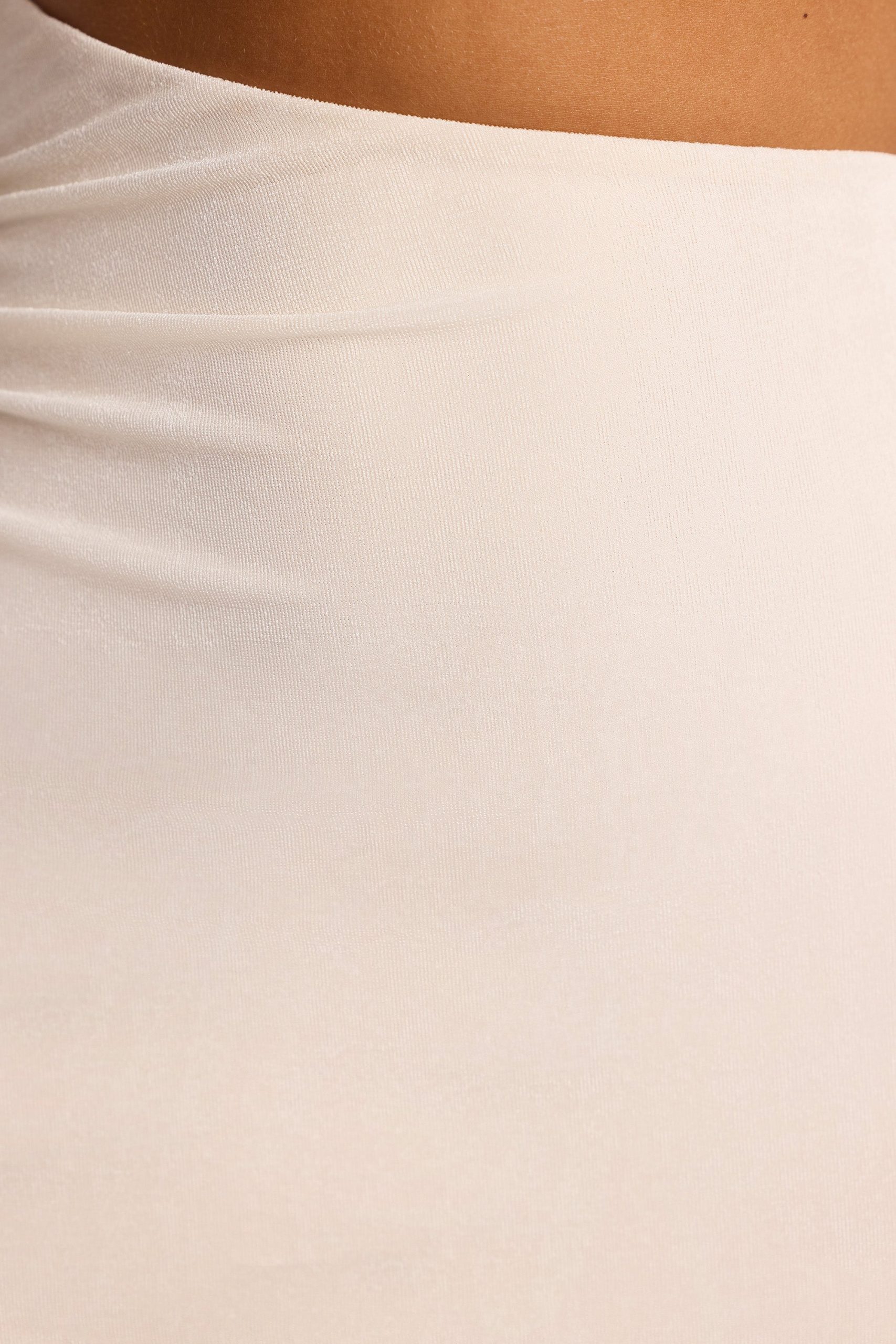 Textured Jersey Asymmetric Cut Out Mini Dress in Ivory - Image 5