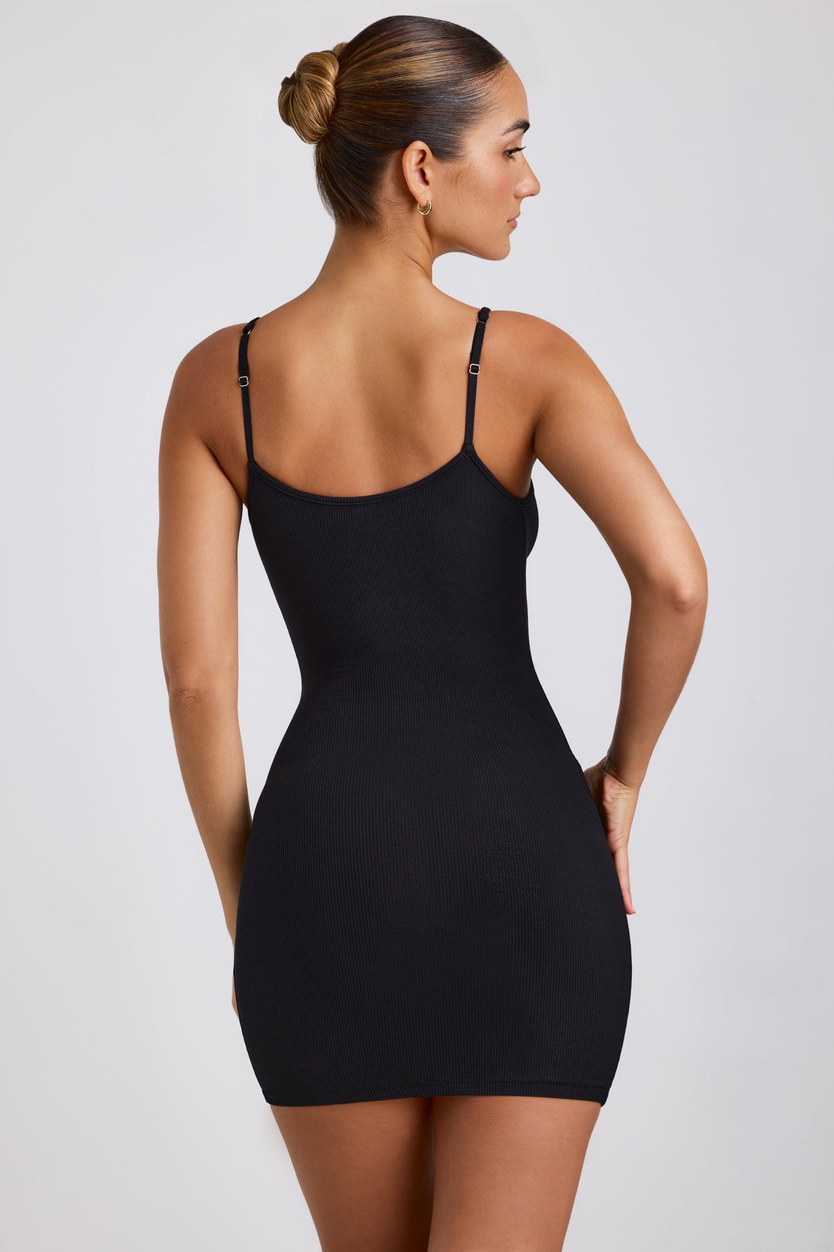 Ribbed Modal Mini Dress in Black - Image 2