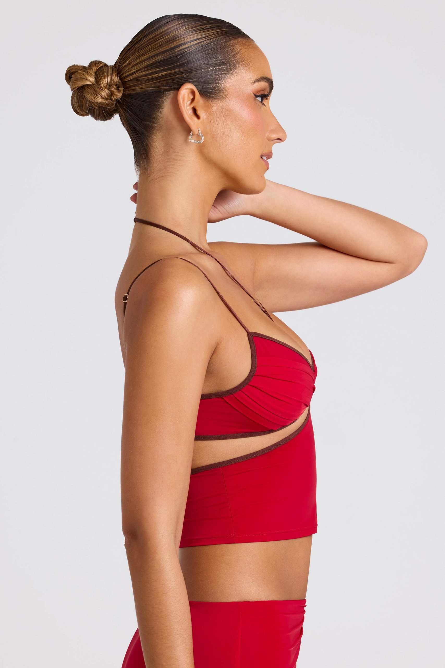 Contrast Binding Cami Top in Fire Red - Image 3