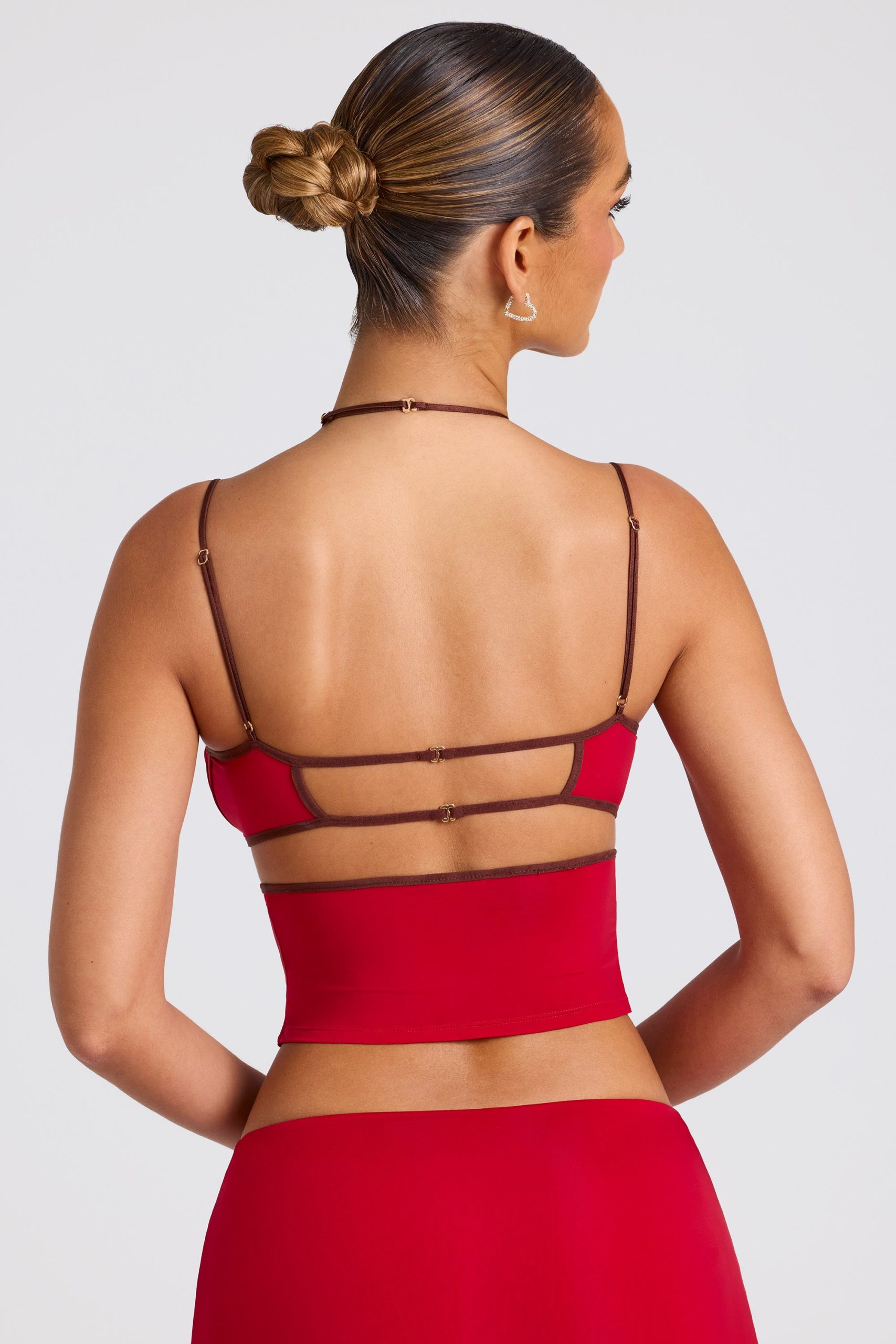 Contrast Binding Cami Top in Fire Red - Image 2