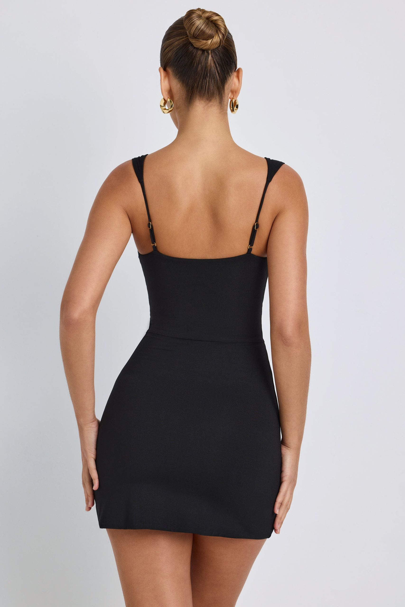 Modal Sweetheart Neckline Bodycon Mini Dress in Black - Image 2