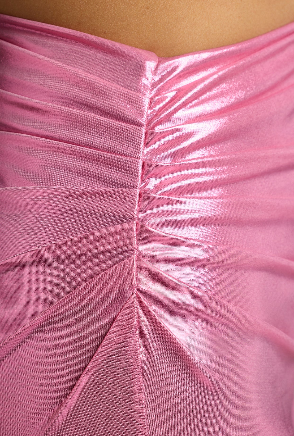 Draped Metallic Jersey Maxi Dress in Rose Pink - Image 4