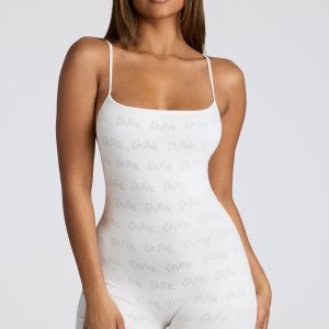 Strappy Low Back Pointelle Romper in White