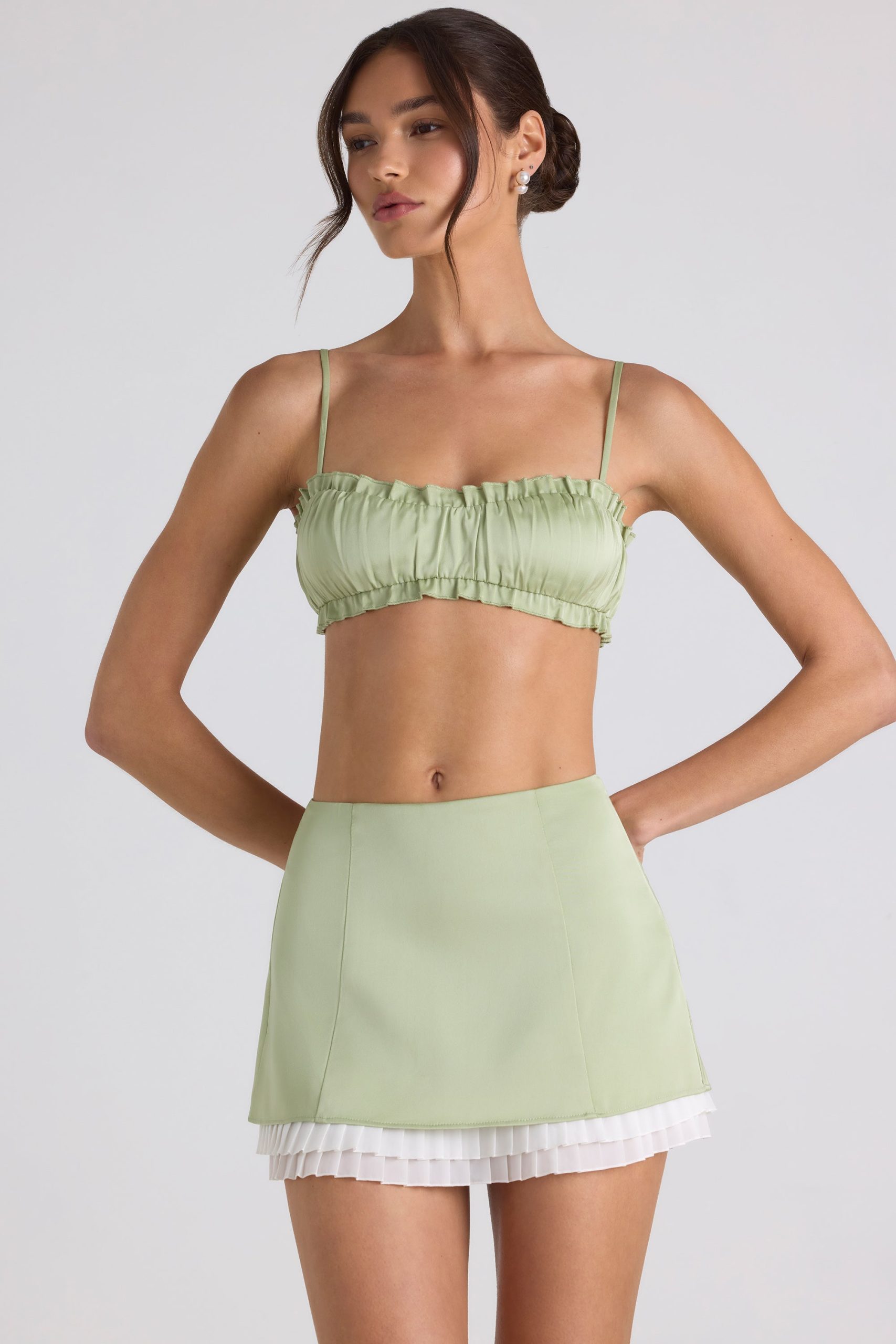 Ruffle-Trim Smocked Crop Top in Spring Green - Image 8