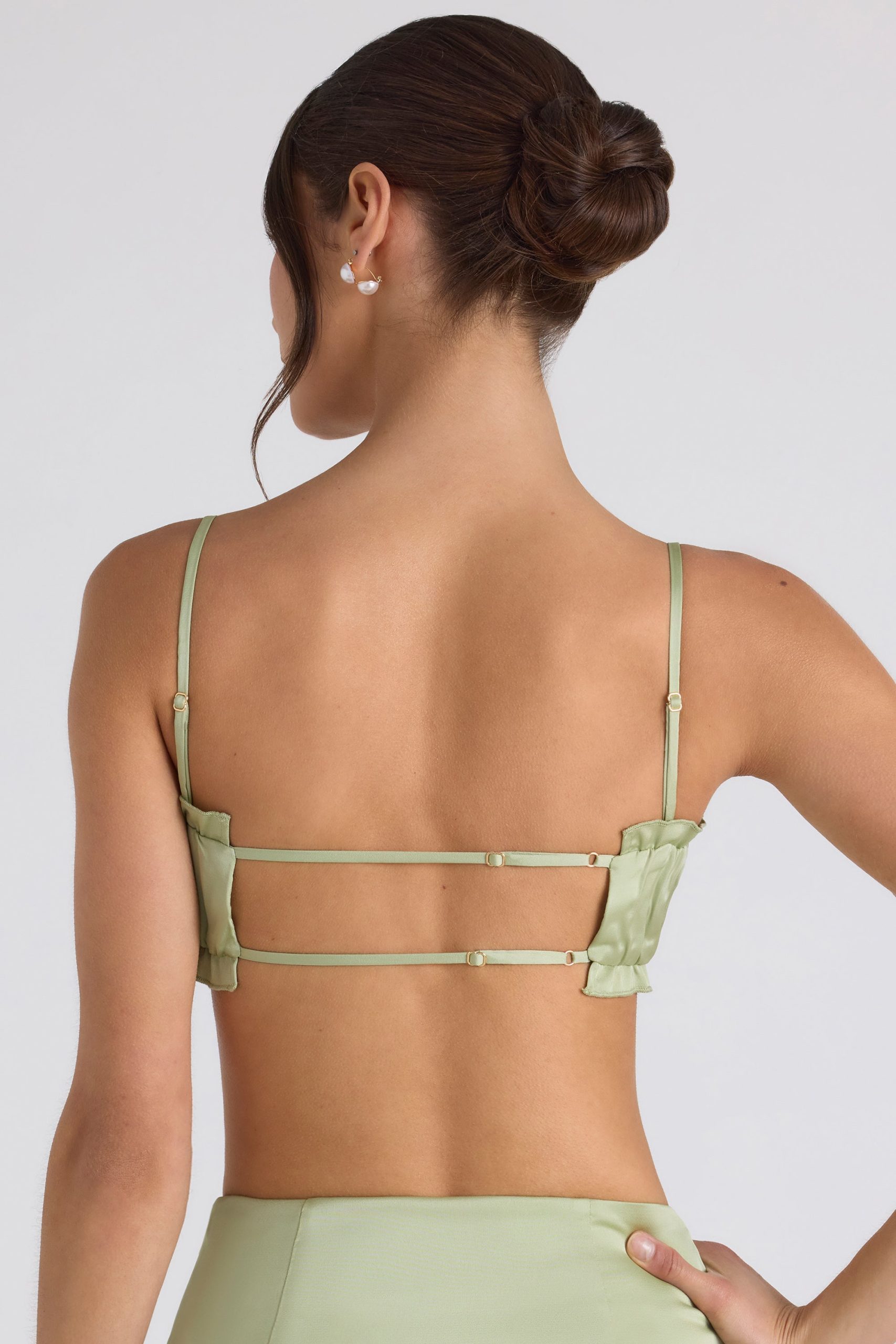 Ruffle-Trim Smocked Crop Top in Spring Green - Image 2