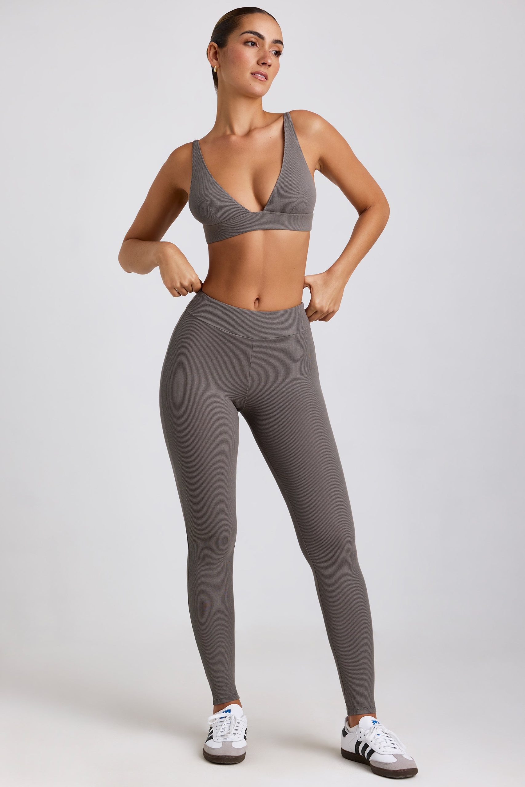 Ribbed Modal High Waist Leggings in Grey - Image 4